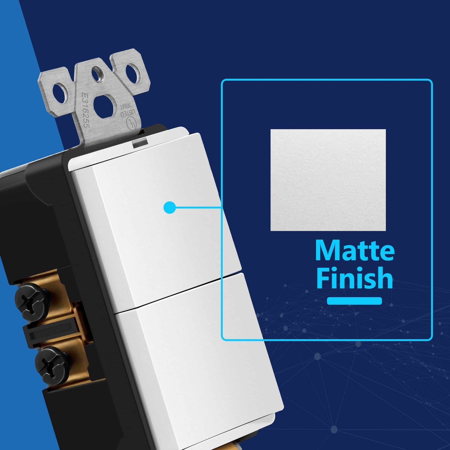Decorator Combination 15A Double Rocker Light Switch, Single-Pole, Built-in LED Locator