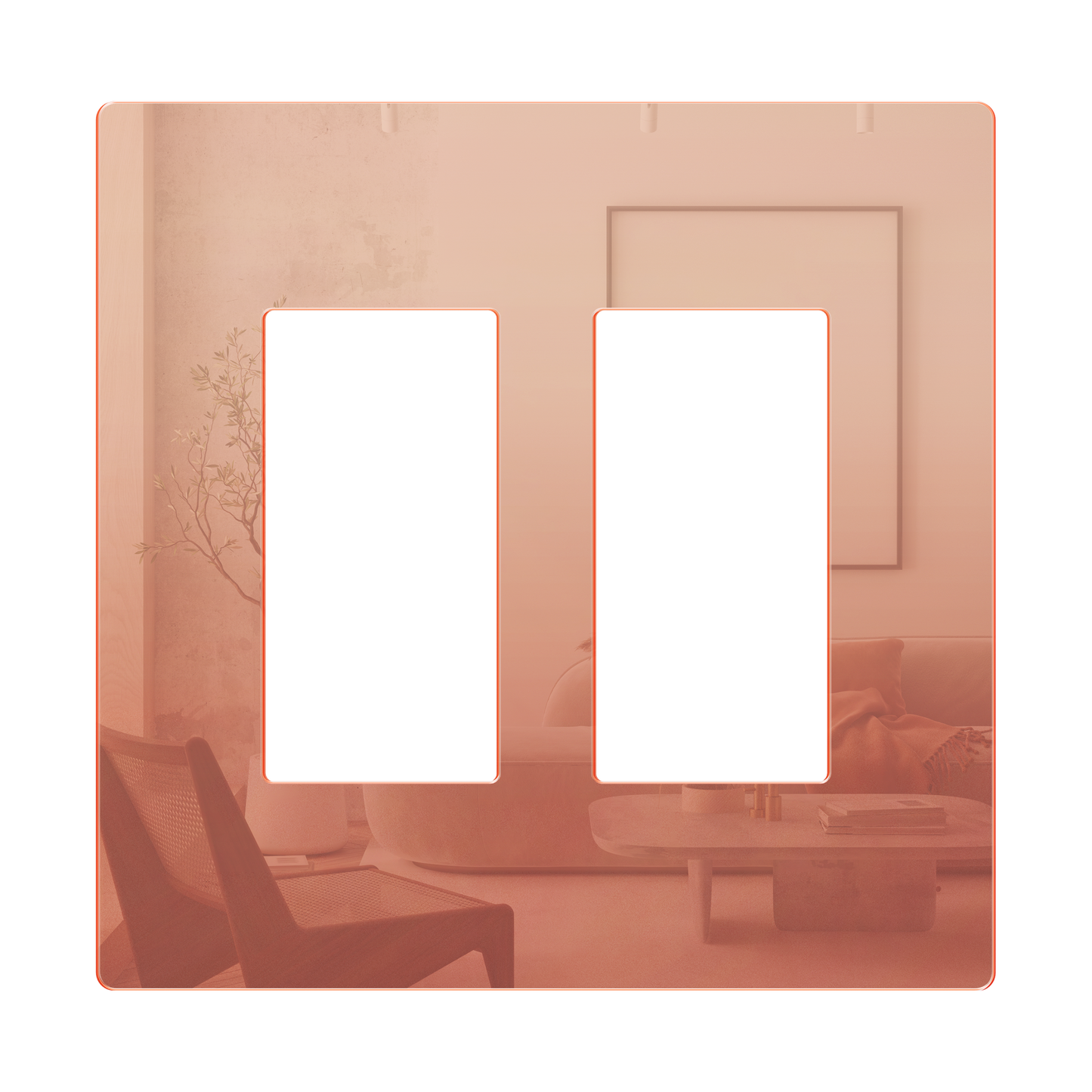 Decorator Screwless Wall Plate, Polycarbonate Thermoplastic/Mirrored Acrylic, Temperature and Impact Resistant, 2-Gang, Mid-Size