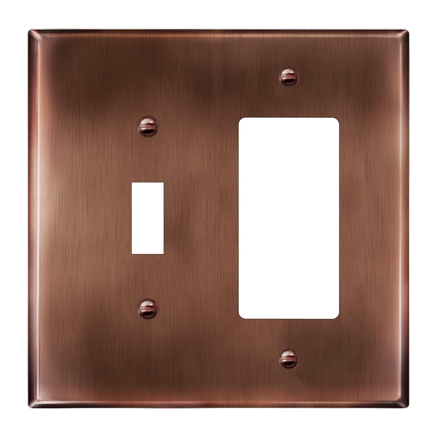 Combination Toggle Switch and Decorator Receptacle Metal Wall Plate, Corrosion Resistant, Stainless Steel, 2-Gang, Mid-Size