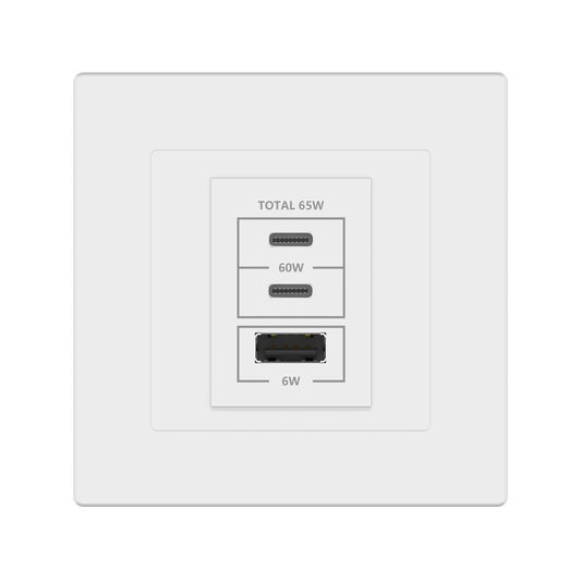 USB-Steckdose mit 2x USB-C & 1x USB-A (PD 65W)