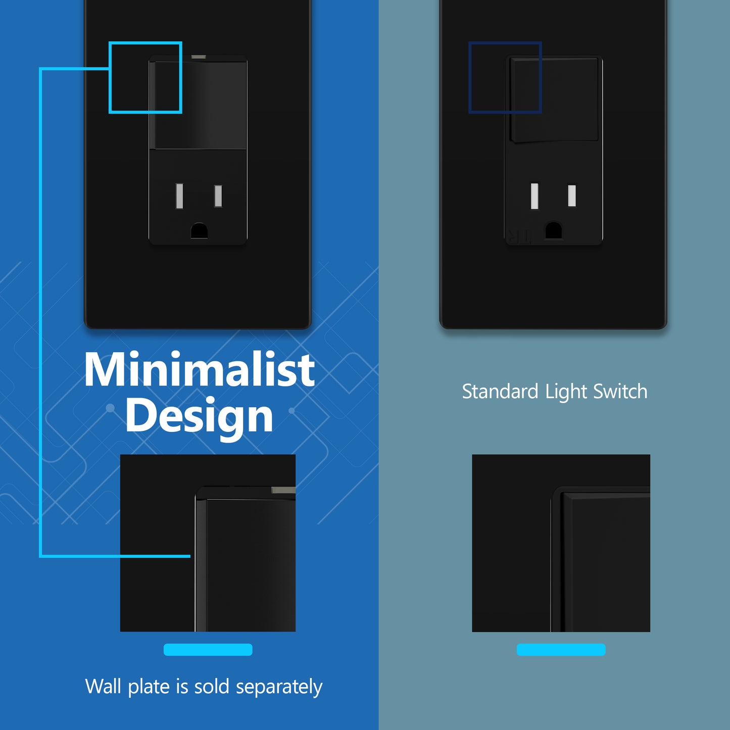 Decorator Switch and 15A Outlet Combination Device, 15A Single-Pole Paddle Light Switch & 15A Tamper Resistant Outlet, Built-in LED Locator