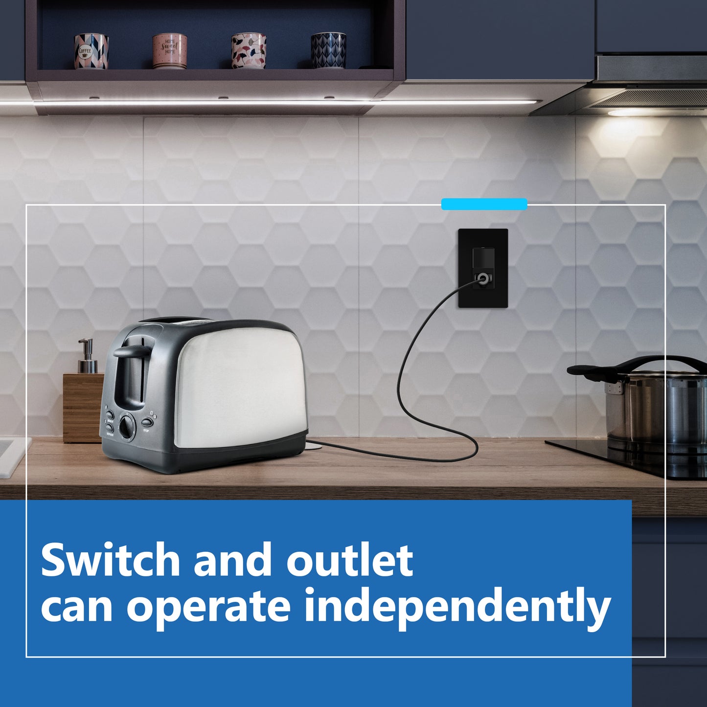 Decorator Switch and 15A Outlet Combination Device, 15A Single-Pole Paddle Light Switch & 15A Tamper Resistant Outlet, Built-in LED Locator