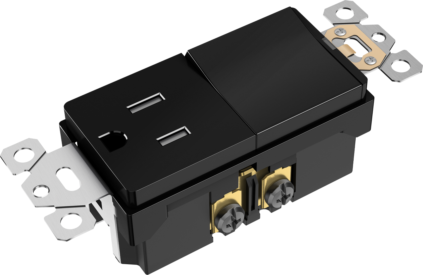 Decorator Switch and 15A Outlet Combination Device, 15A Single-Pole Paddle Light Switch & 15A Tamper Resistant Outlet, Built-in LED Locator