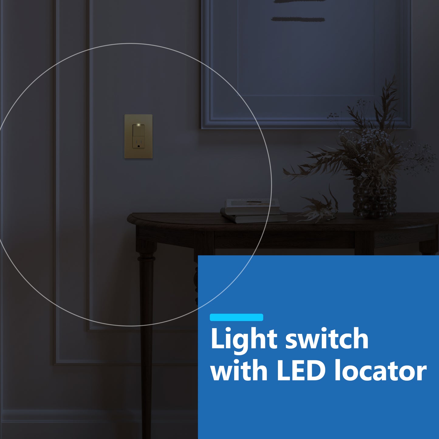 Decorator Switch and 15A Outlet Combination Device, 15A Single-Pole Paddle Light Switch & 15A Tamper Resistant Outlet, Built-in LED Locator