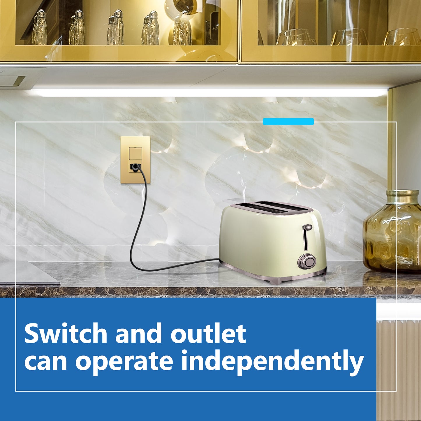 Decorator Switch and 15A Outlet Combination Device, 15A Single-Pole Paddle Light Switch & 15A Tamper Resistant Outlet, Built-in LED Locator