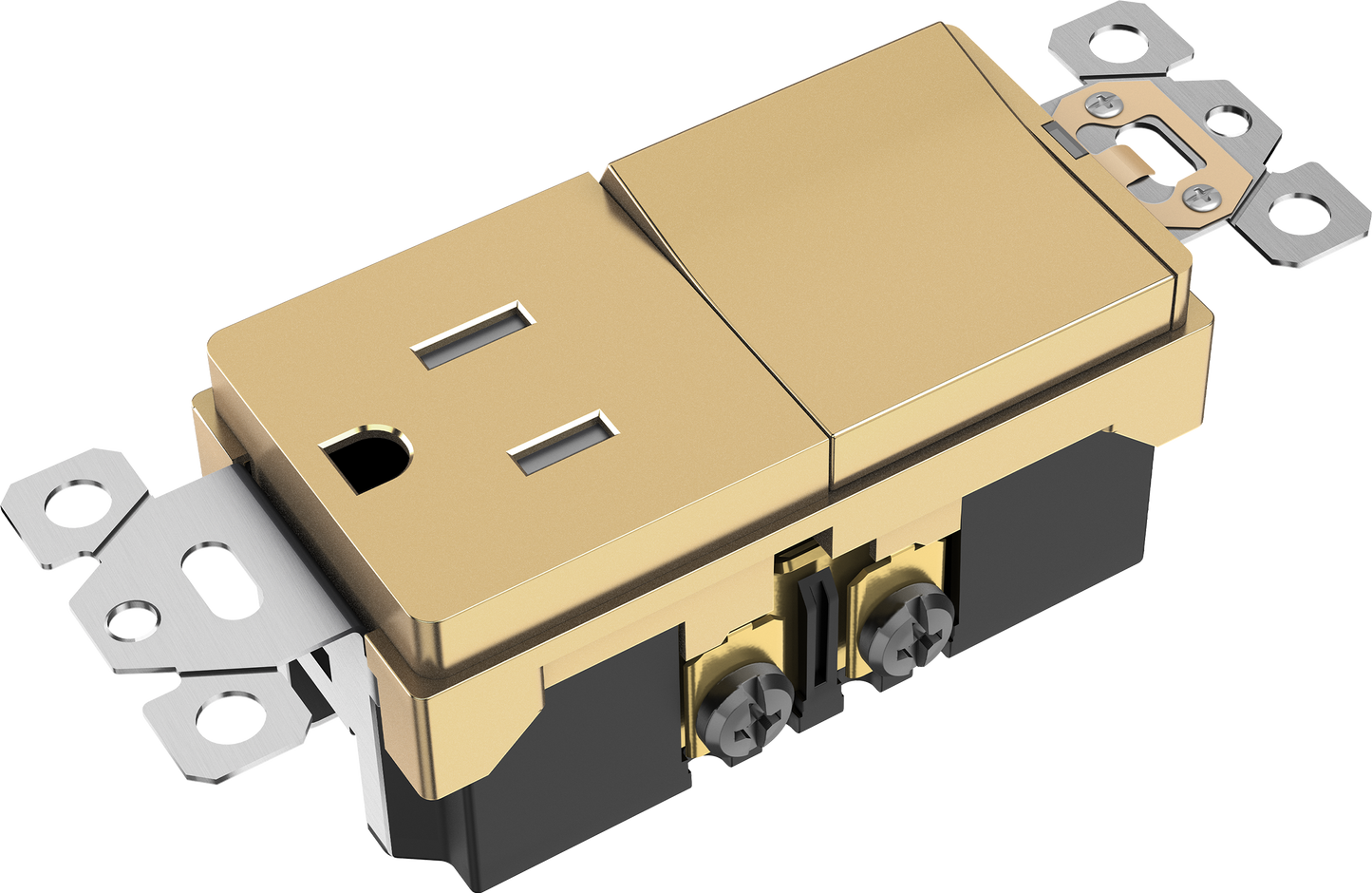 Decorator Switch and 15A Outlet Combination Device, 15A Single-Pole Paddle Light Switch & 15A Tamper Resistant Outlet, Built-in LED Locator