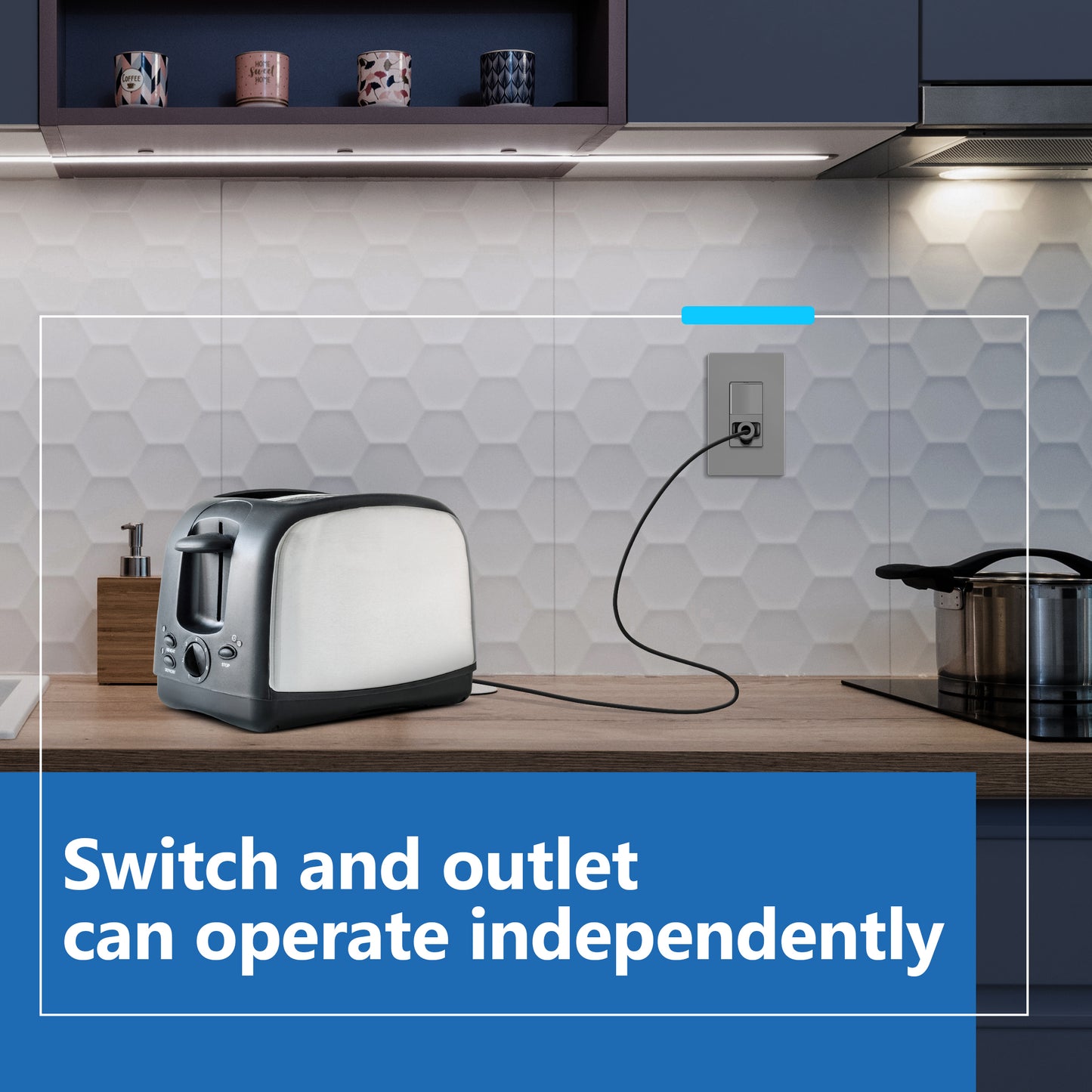 Decorator Switch and 15A Outlet Combination Device, 15A Single-Pole Paddle Light Switch & 15A Tamper Resistant Outlet, Built-in LED Locator