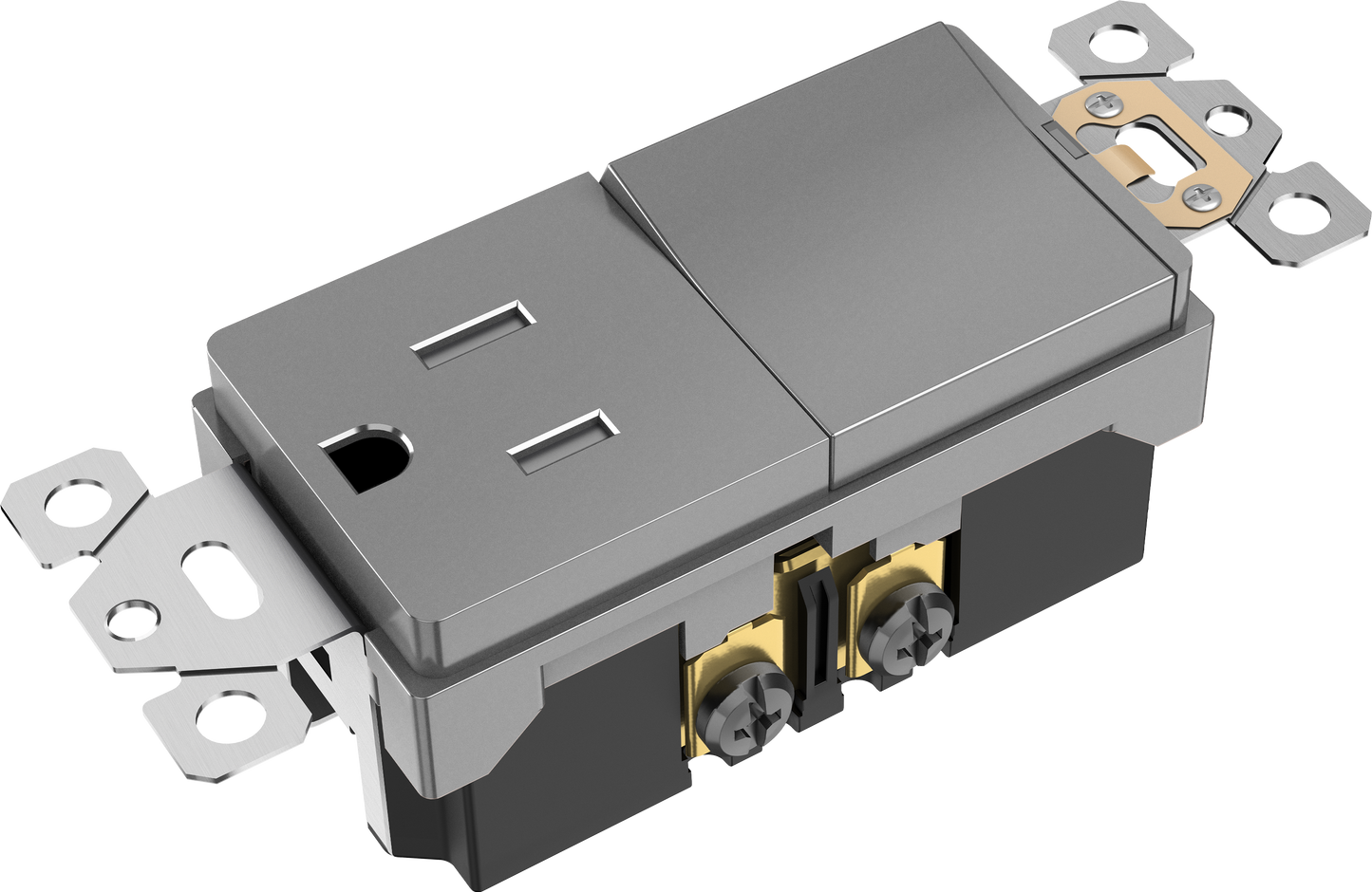 Decorator Switch and 15A Outlet Combination Device, 15A Single-Pole Paddle Light Switch & 15A Tamper Resistant Outlet, Built-in LED Locator