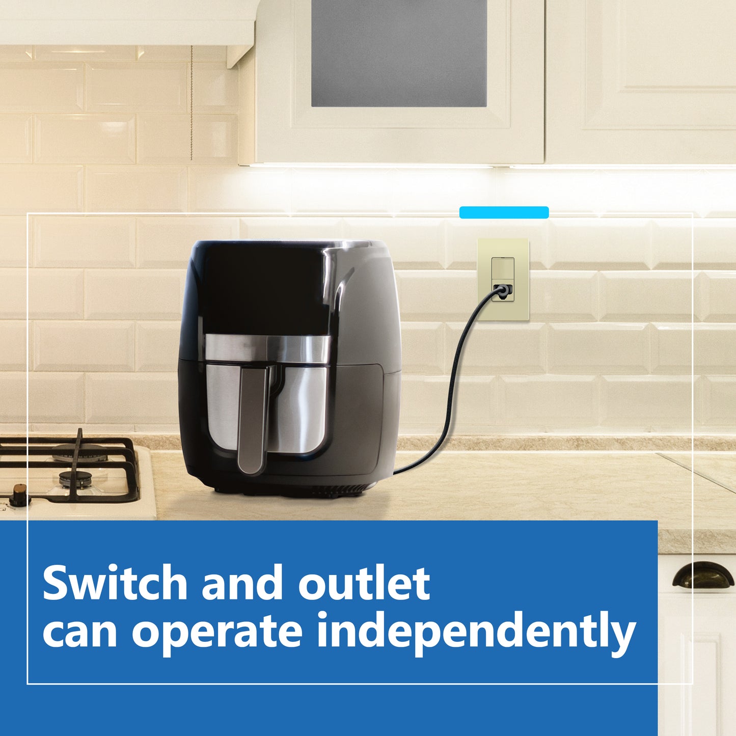 Decorator Switch and 15A Outlet Combination Device, 15A Single-Pole Paddle Light Switch & 15A Tamper Resistant Outlet, Built-in LED Locator