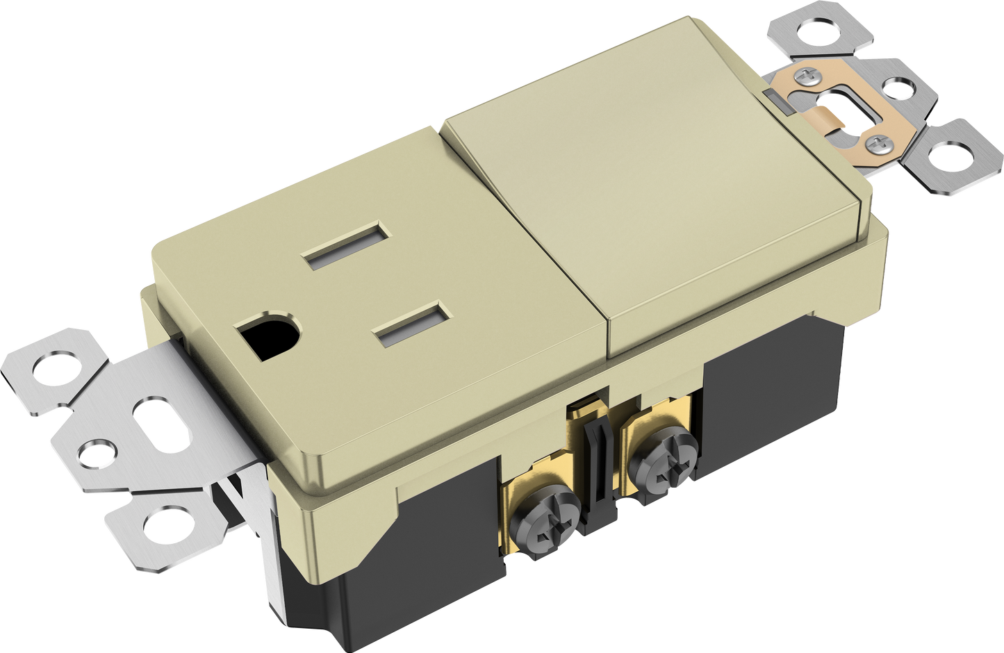 Decorator Switch and 15A Outlet Combination Device, 15A Single-Pole Paddle Light Switch & 15A Tamper Resistant Outlet, Built-in LED Locator