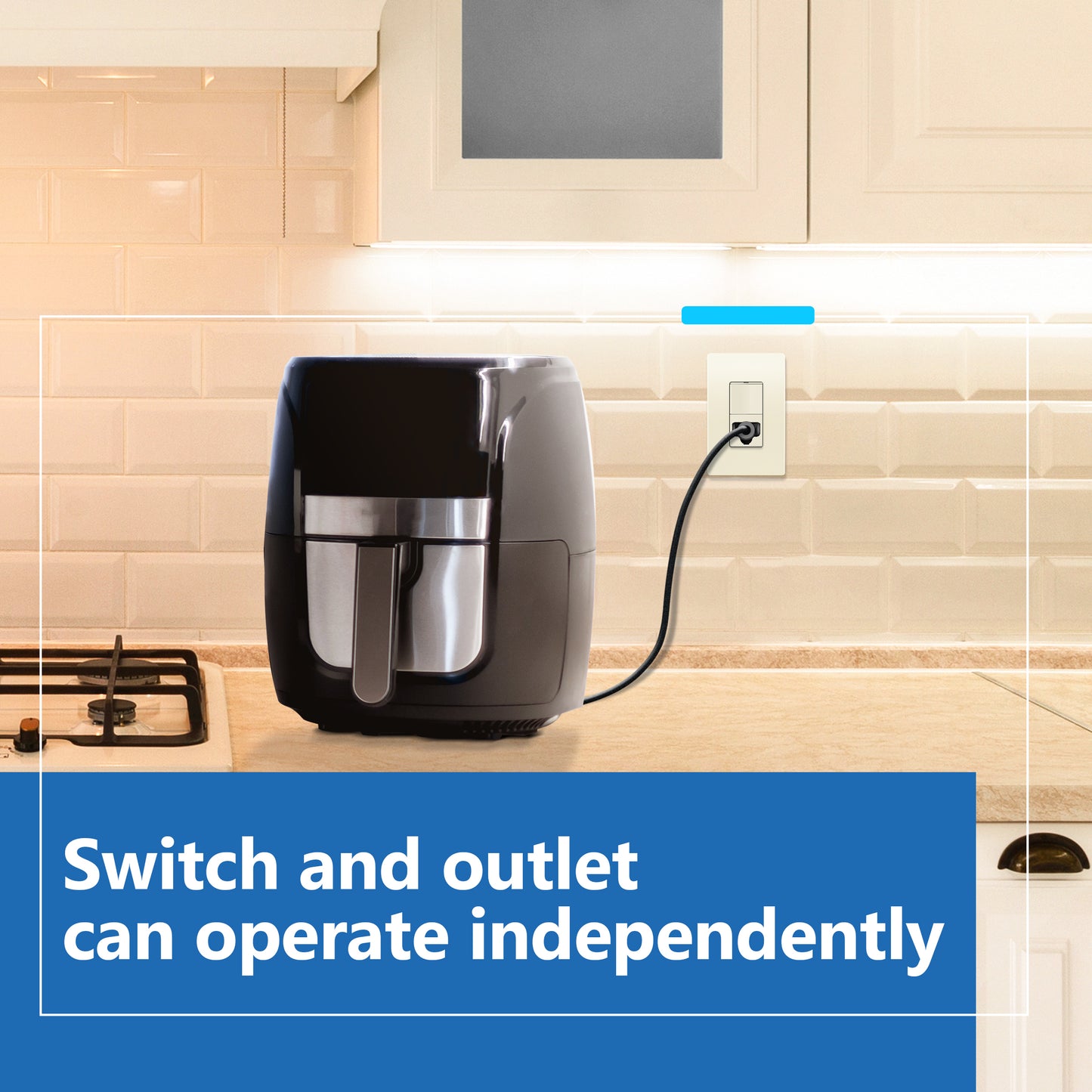 Decorator Switch and 15A Outlet Combination Device, 15A Single-Pole Paddle Light Switch & 15A Tamper Resistant Outlet, Built-in LED Locator