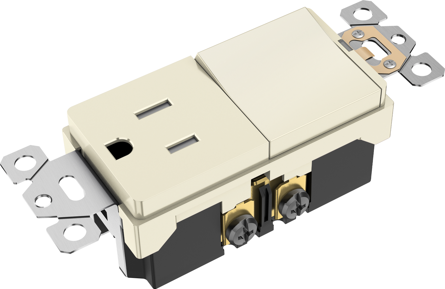 Decorator Switch and 15A Outlet Combination Device, 15A Single-Pole Paddle Light Switch & 15A Tamper Resistant Outlet, Built-in LED Locator