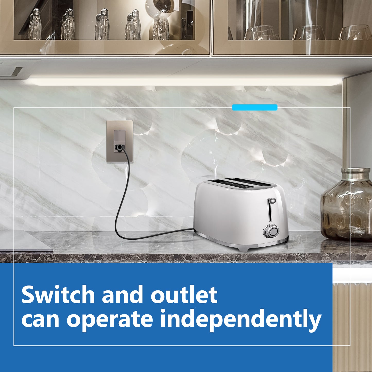 Decorator Switch and 15A Outlet Combination Device, 15A Single-Pole Paddle Light Switch & 15A Tamper Resistant Outlet, Built-in LED Locator