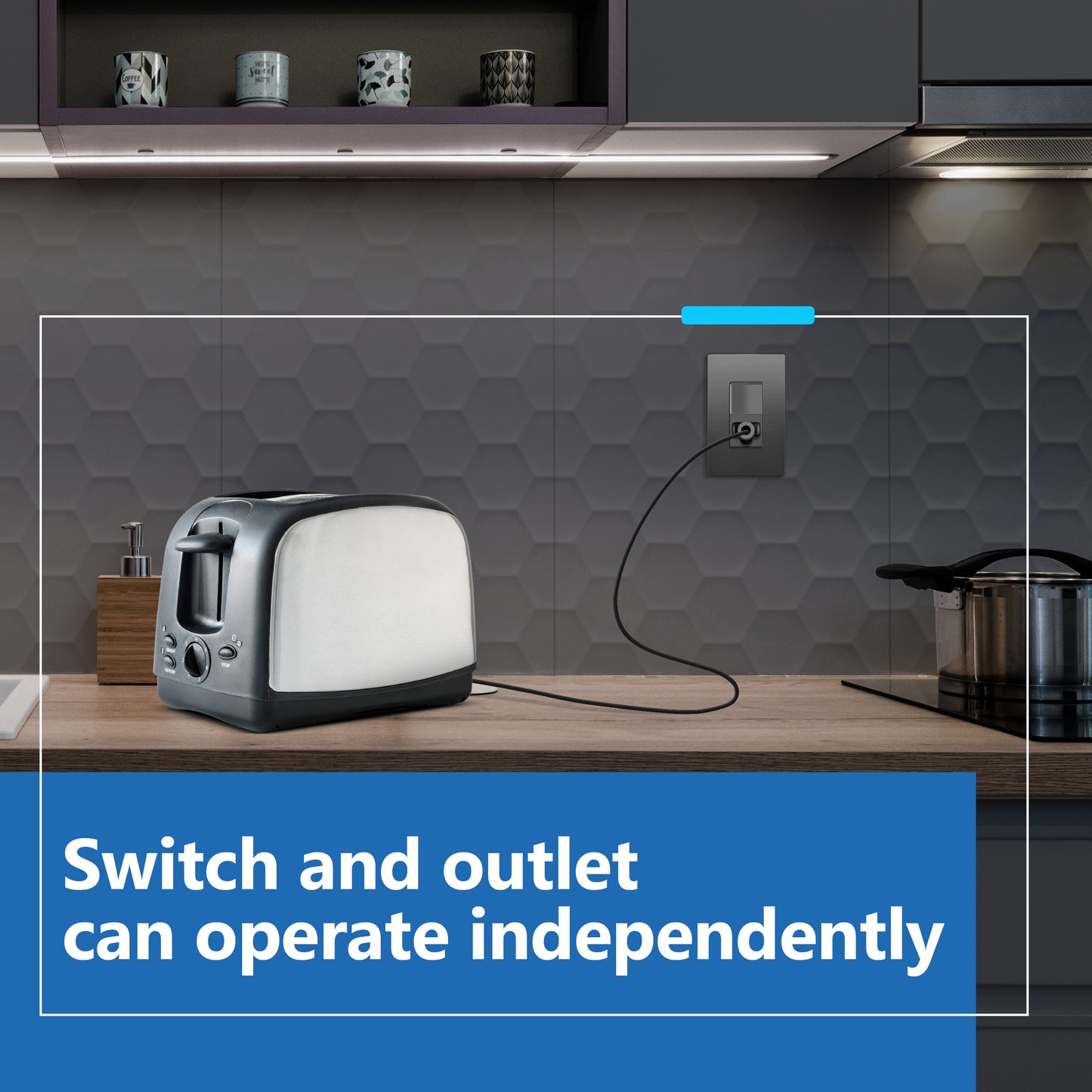 Decorator Switch and 15A Outlet Combination Device, 15A Single-Pole Paddle Light Switch & 15A Tamper Resistant Outlet, Built-in LED Locator