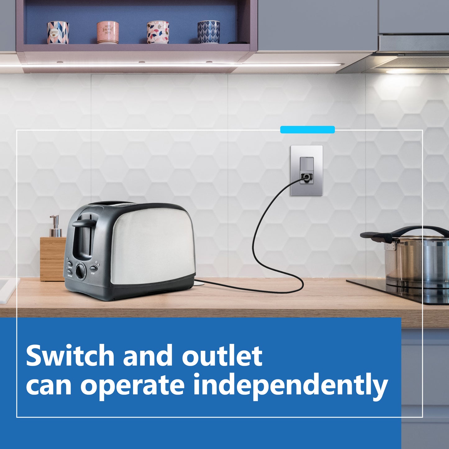 Decorator Switch and 15A Outlet Combination Device, 15A Single-Pole Paddle Light Switch & 15A Tamper Resistant Outlet, Built-in LED Locator
