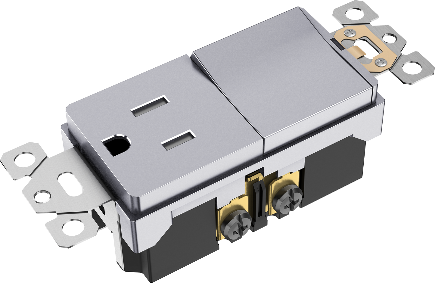 Decorator Switch and 15A Outlet Combination Device, 15A Single-Pole Paddle Light Switch & 15A Tamper Resistant Outlet, Built-in LED Locator