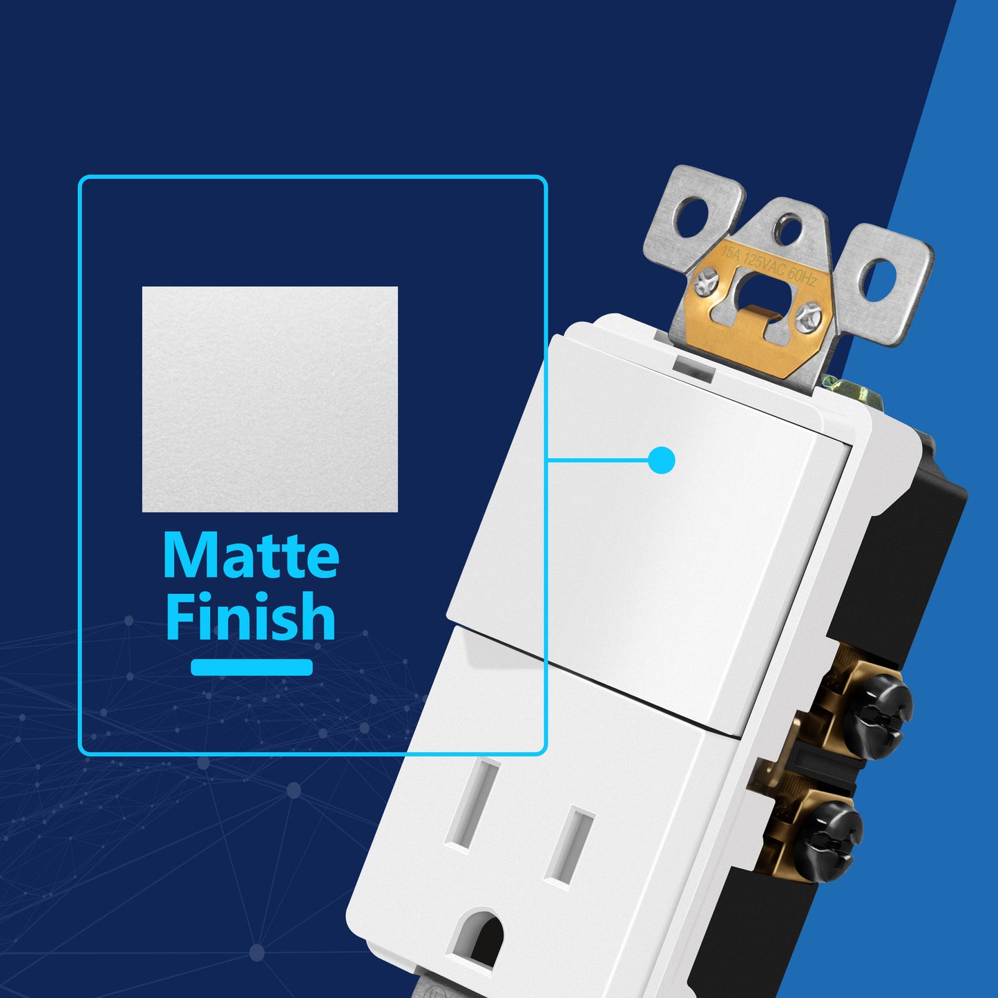 Decorator Switch and 15A Outlet Combination Device, 15A Single-Pole Paddle Light Switch & 15A Tamper Resistant Outlet, Built-in LED Locator