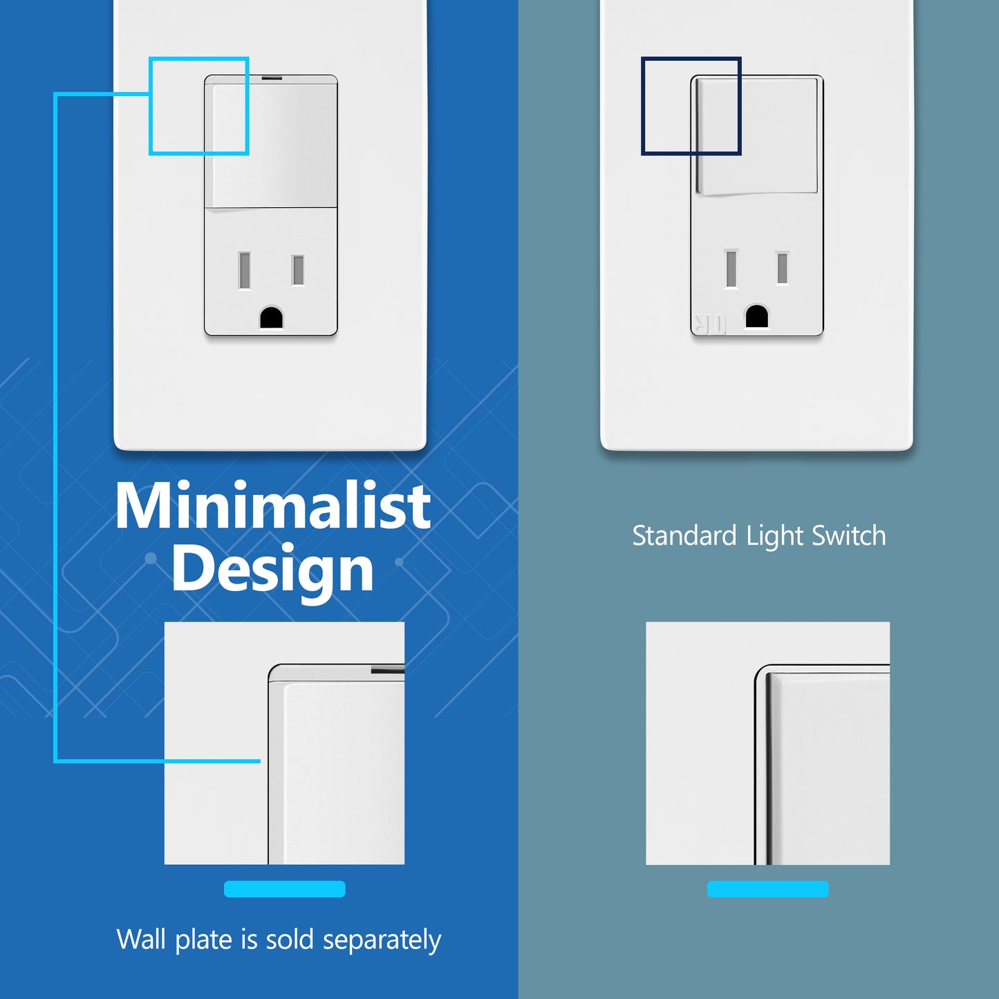 Decorator Switch and 15A Outlet Combination Device, 15A Single-Pole Paddle Light Switch & 15A Tamper Resistant Outlet, Built-in LED Locator