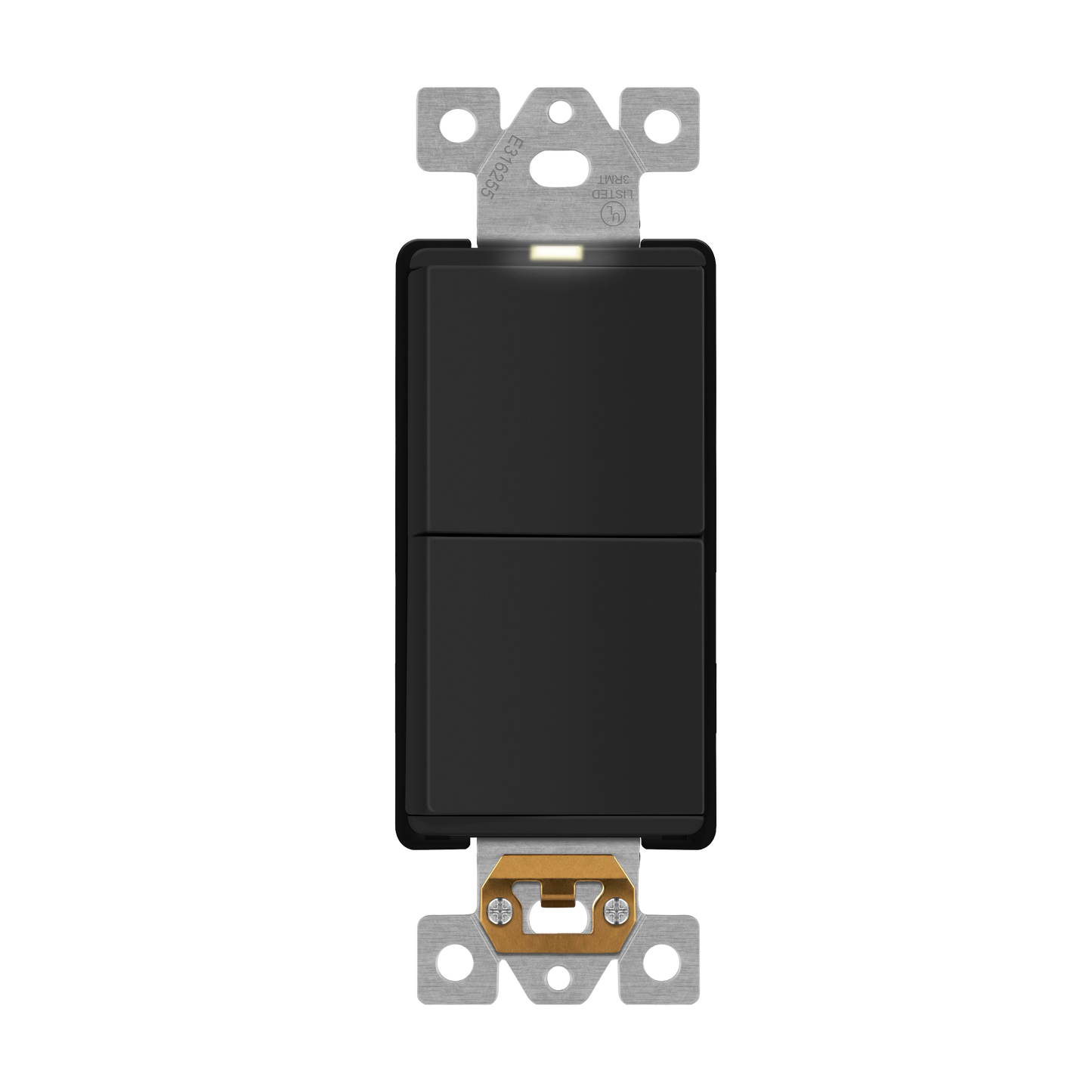 Decorator Combination 15A Double Rocker Light Switch, Single-Pole, Built-in LED Locator