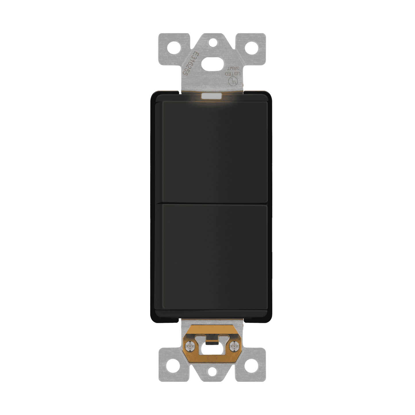 Decorator Combination 15A Double Rocker Light Switch, Single-Pole, Built-in LED Locator