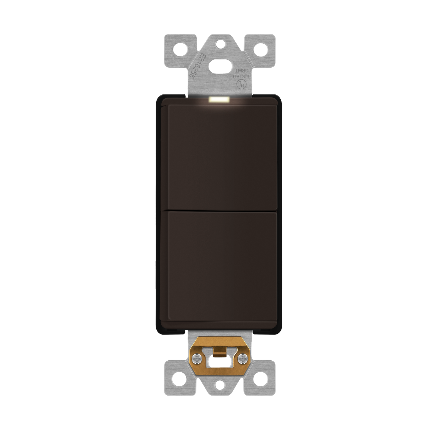 Decorator Combination 15A Double Rocker Light Switch, Single-Pole, Built-in LED Locator