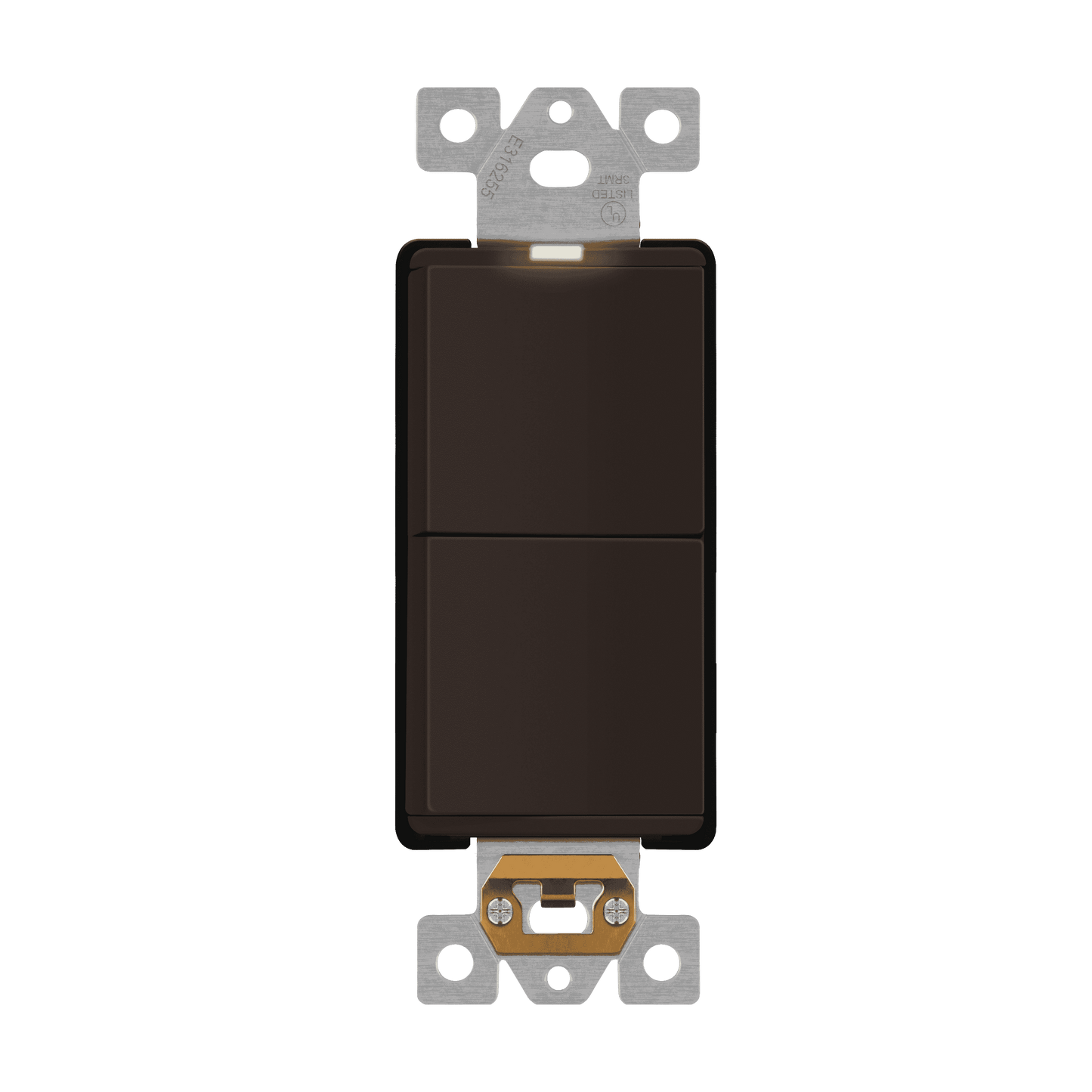 Decorator Combination 15A Double Rocker Light Switch, Single-Pole, Built-in LED Locator