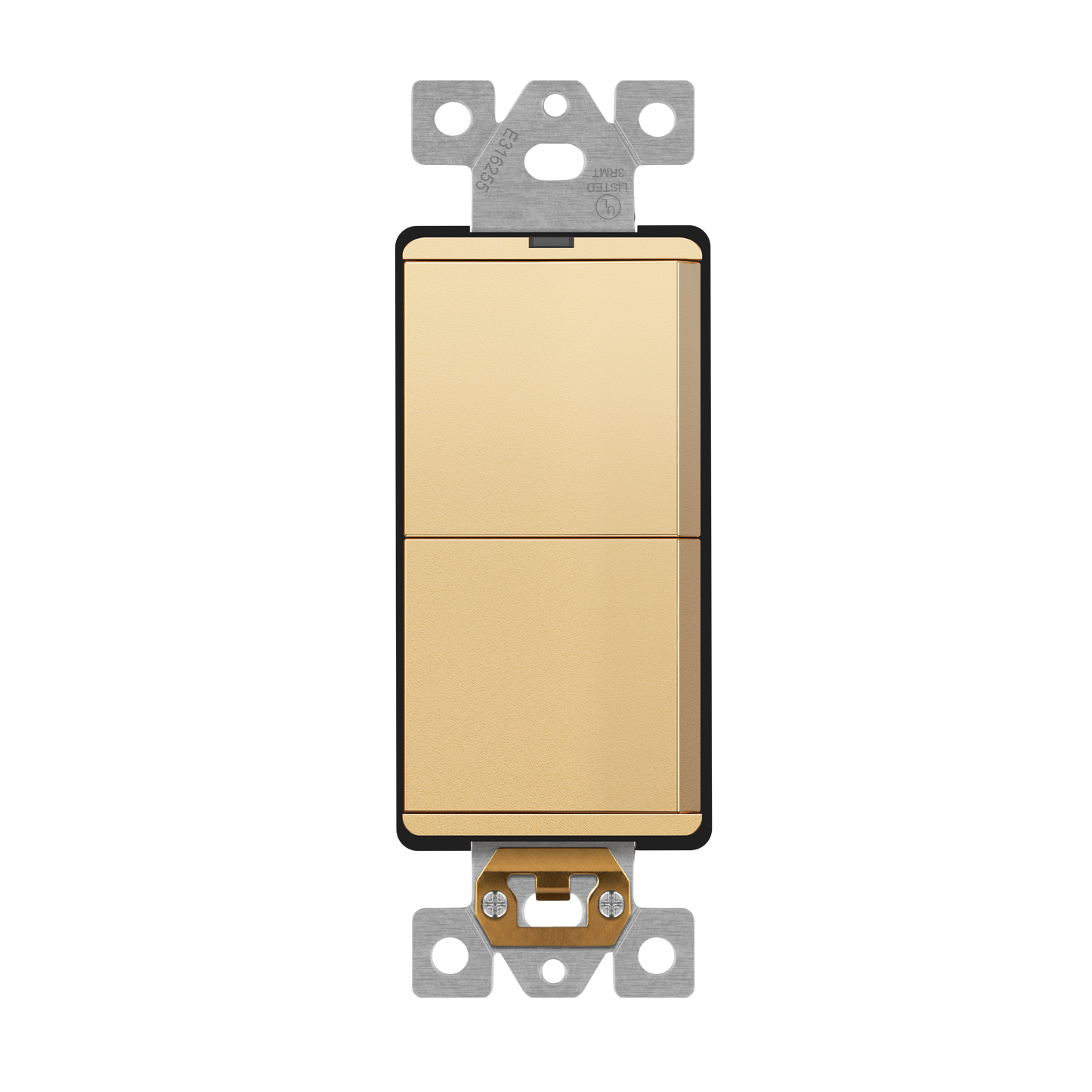 Decorator Combination 15A Double Rocker Light Switch, Single-Pole, Built-in LED Locator