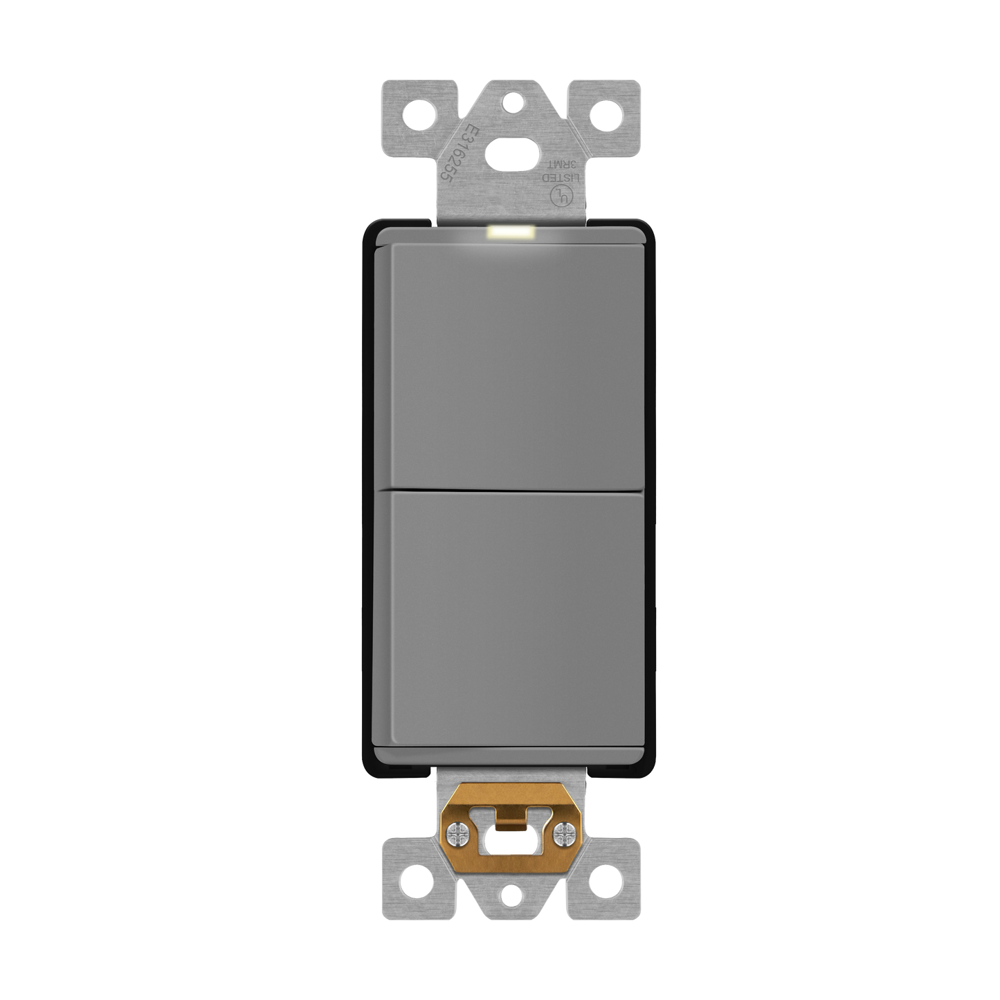 Decorator Combination 15A Double Rocker Light Switch, Single-Pole, Built-in LED Locator