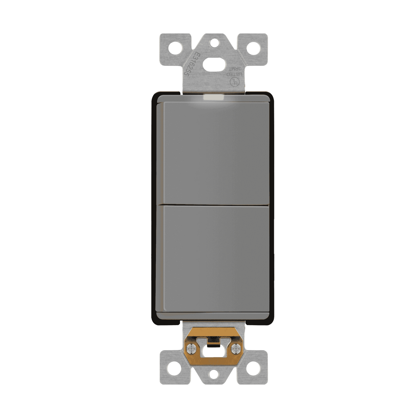 Decorator Combination 15A Double Rocker Light Switch, Single-Pole, Built-in LED Locator