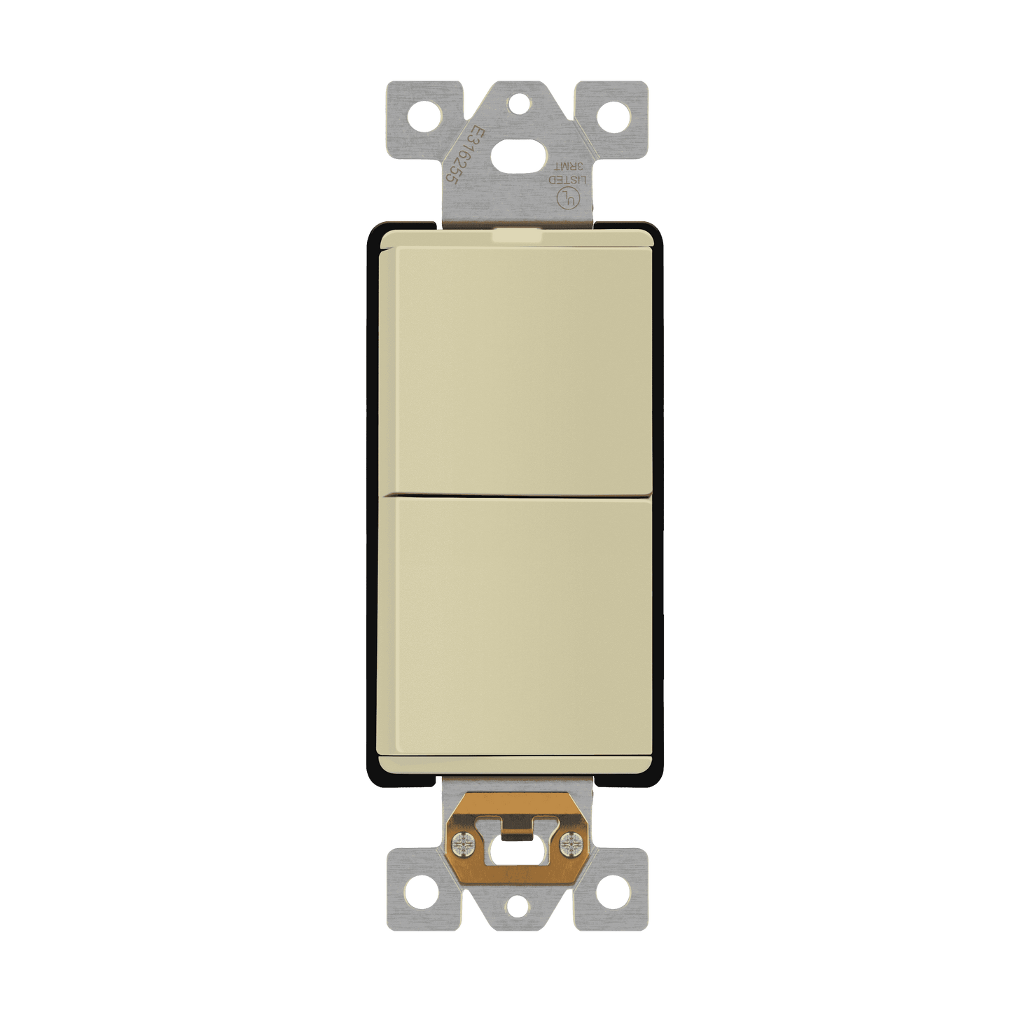 Decorator Combination 15A Double Rocker Light Switch, Single-Pole, Built-in LED Locator