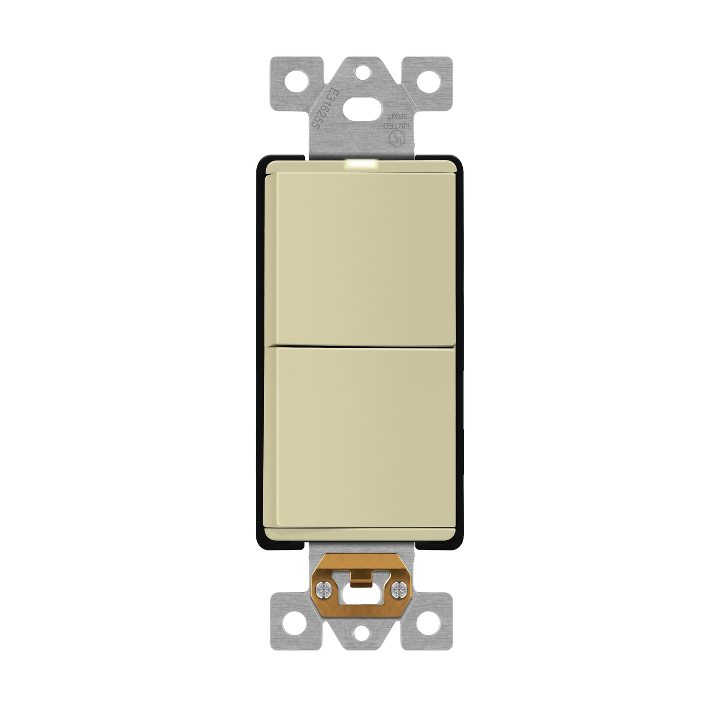 Decorator Combination 15A Double Rocker Light Switch, Single-Pole, Built-in LED Locator