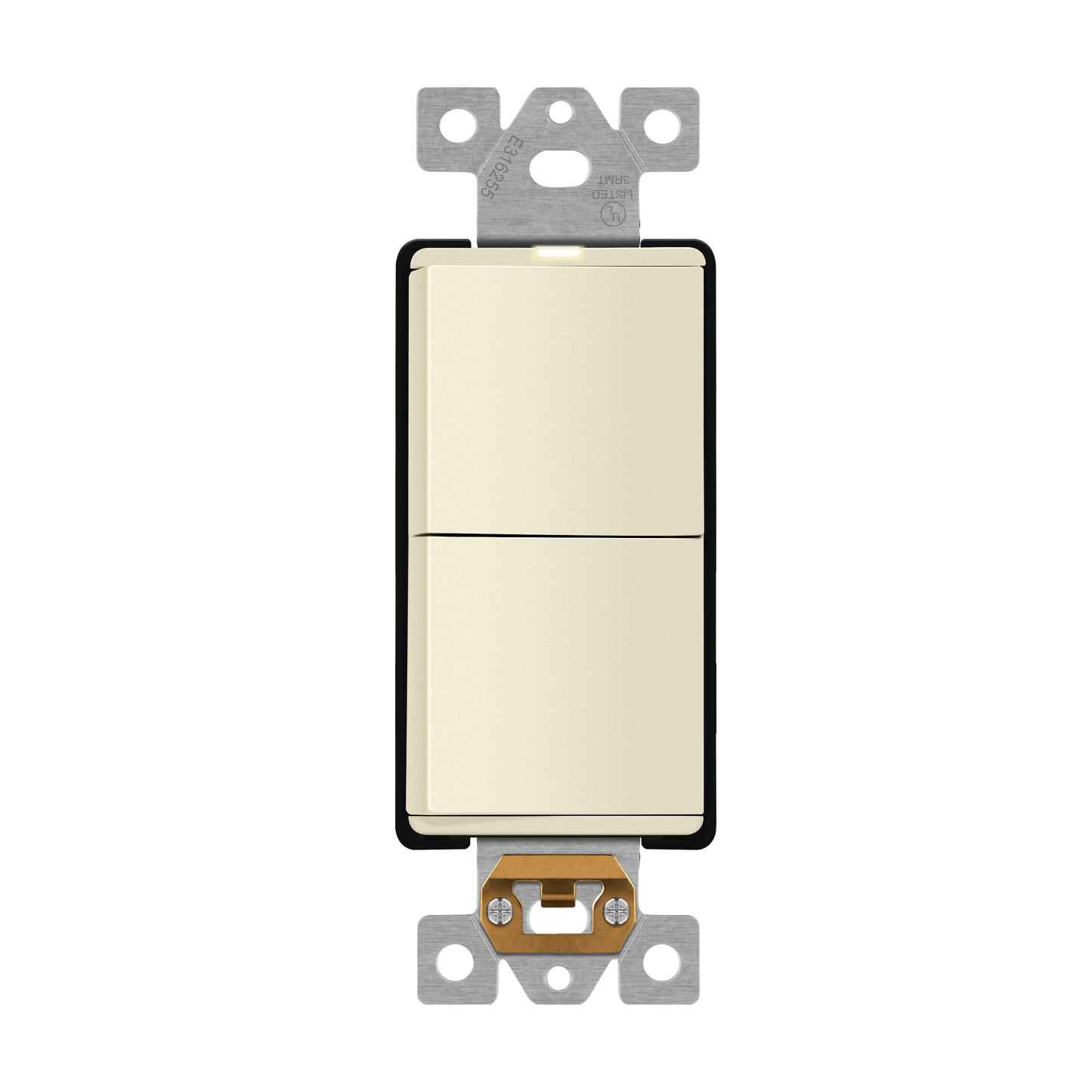 Decorator Combination 15A Double Rocker Light Switch, Single-Pole, Built-in LED Locator