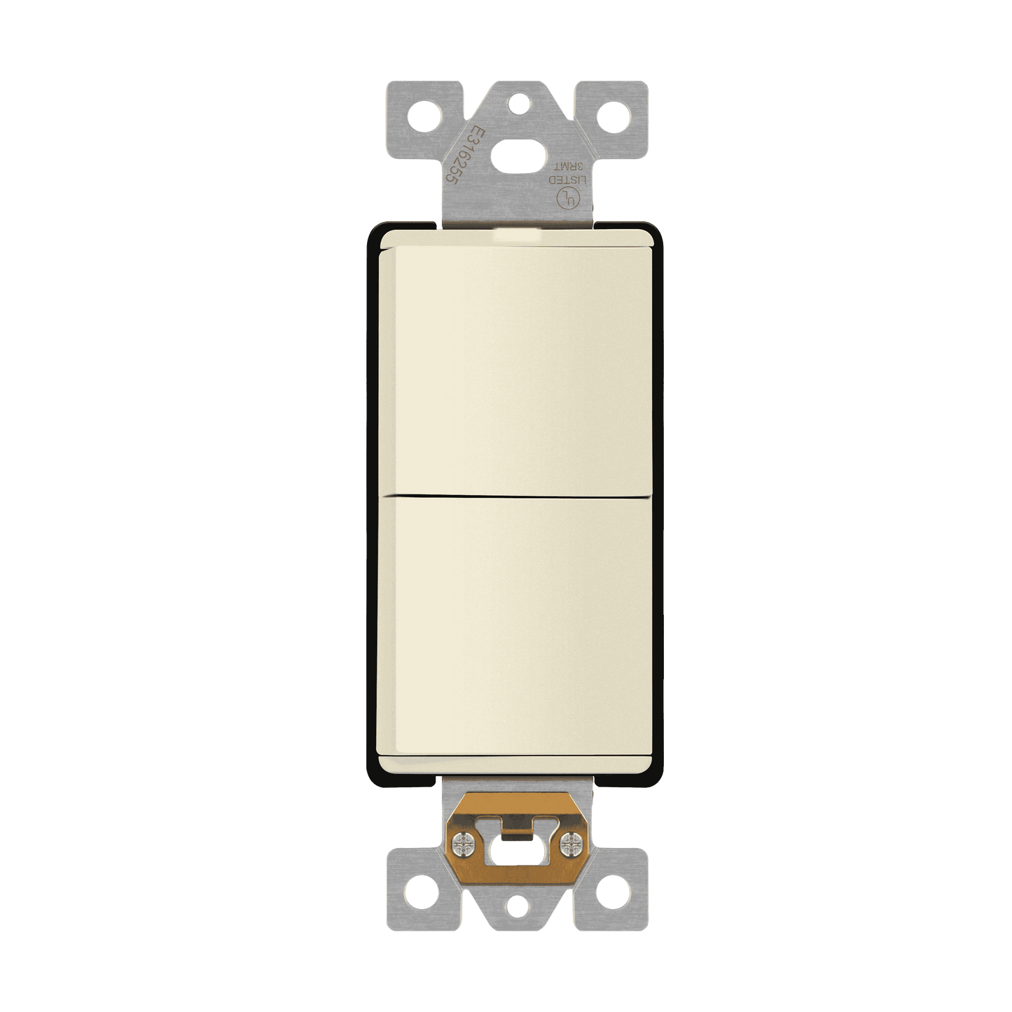 Decorator Combination 15A Double Rocker Light Switch, Single-Pole, Built-in LED Locator