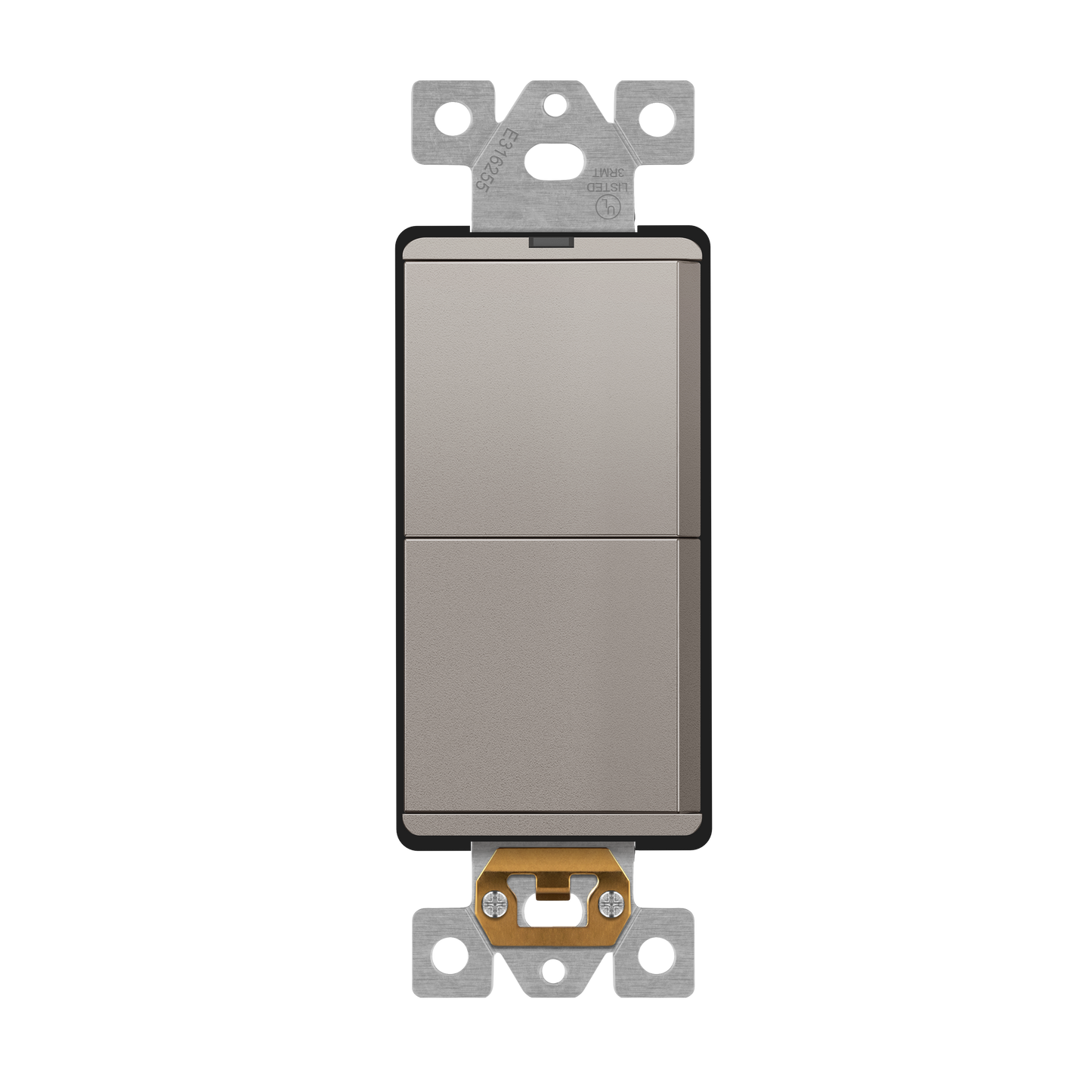 Decorator Combination 15A Double Rocker Light Switch, Single-Pole, Built-in LED Locator
