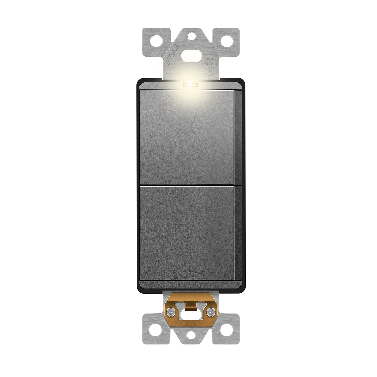 Decorator Combination 15A Double Rocker Light Switch, Single-Pole, Built-in LED Locator