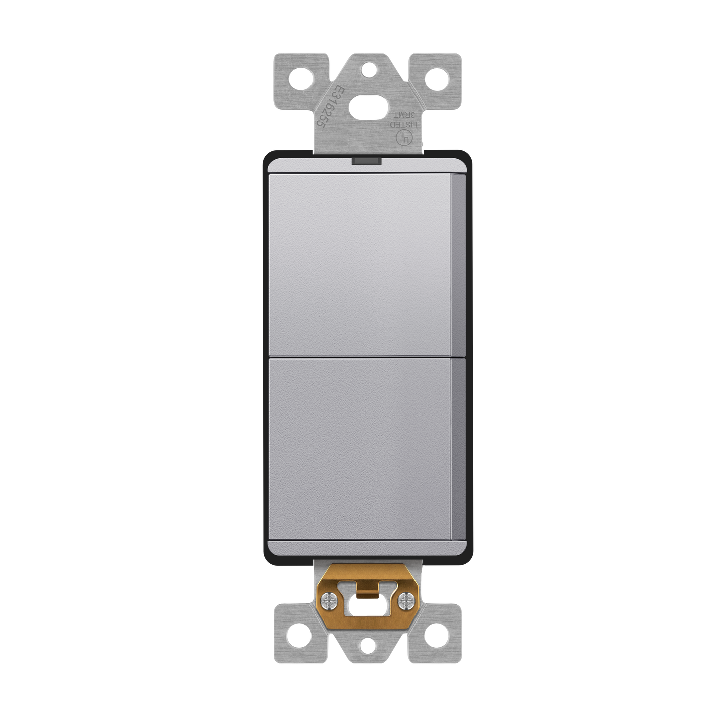 Decorator Combination 15A Double Rocker Light Switch, Single-Pole, Built-in LED Locator