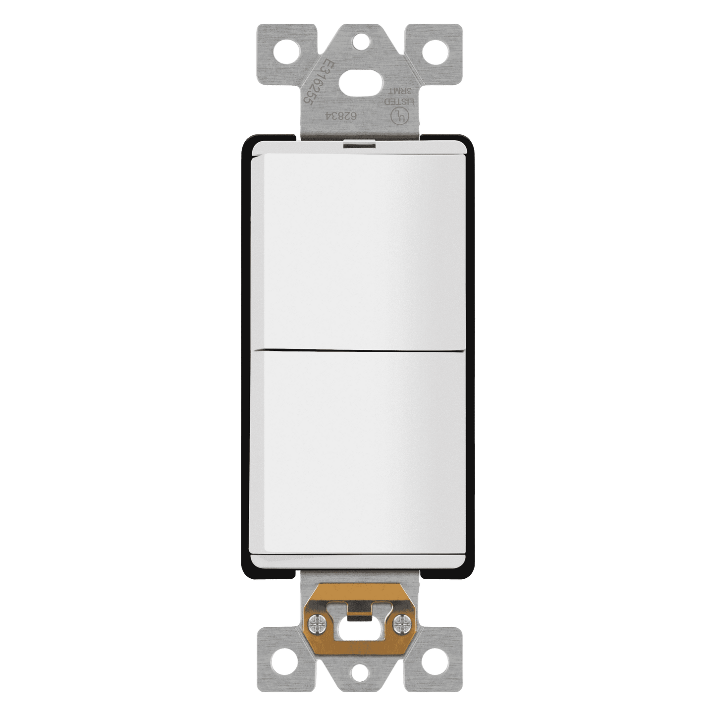 Decorator Combination 15A Double Rocker Light Switch, Single-Pole, Built-in LED Locator