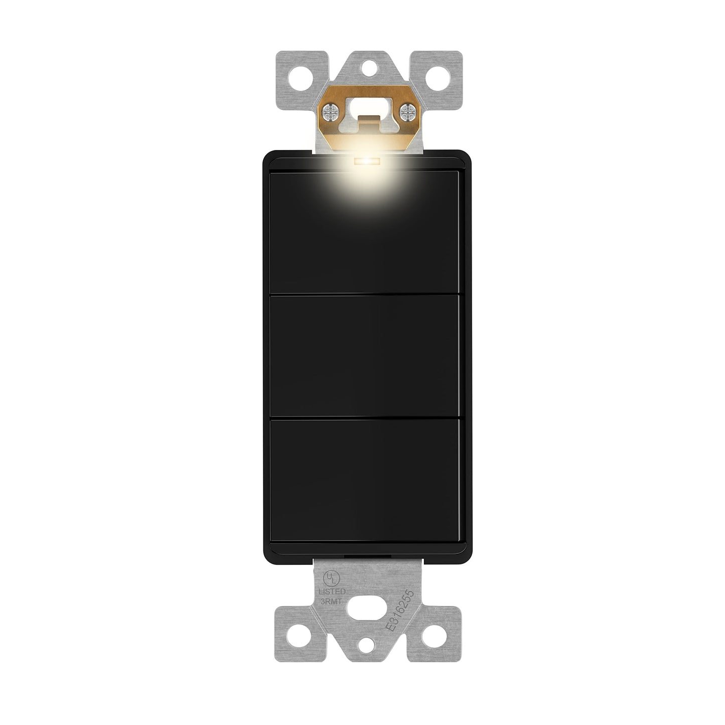 Decorator Combination 15A Triple Rocker Light Switch, Single-Pole, Built-in LED Locator