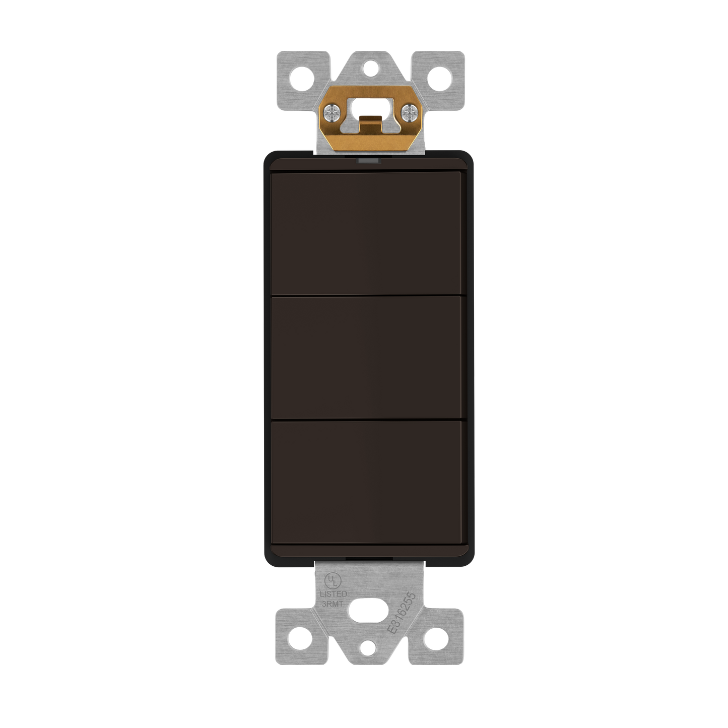 Decorator Combination 15A Triple Rocker Light Switch, Single-Pole, Built-in LED Locator
