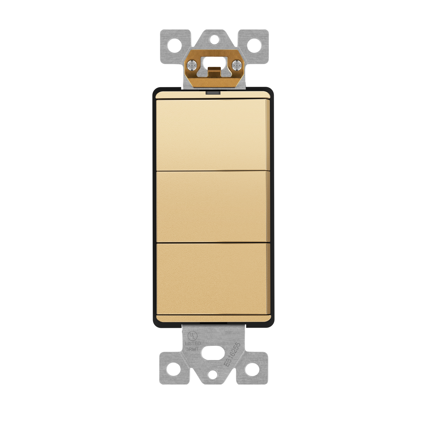 Decorator Combination 15A Triple Rocker Light Switch, Single-Pole, Built-in LED Locator
