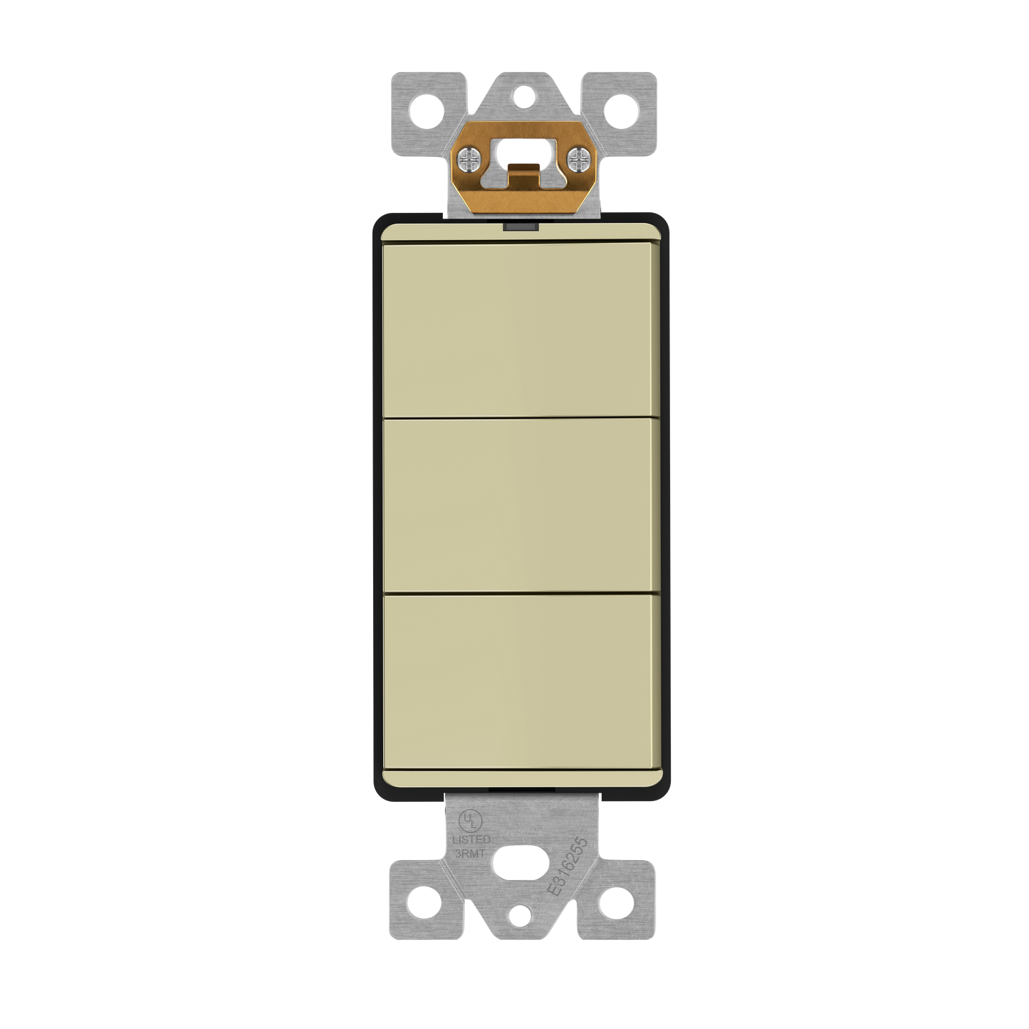 Decorator Combination 15A Triple Rocker Light Switch, Single-Pole, Built-in LED Locator
