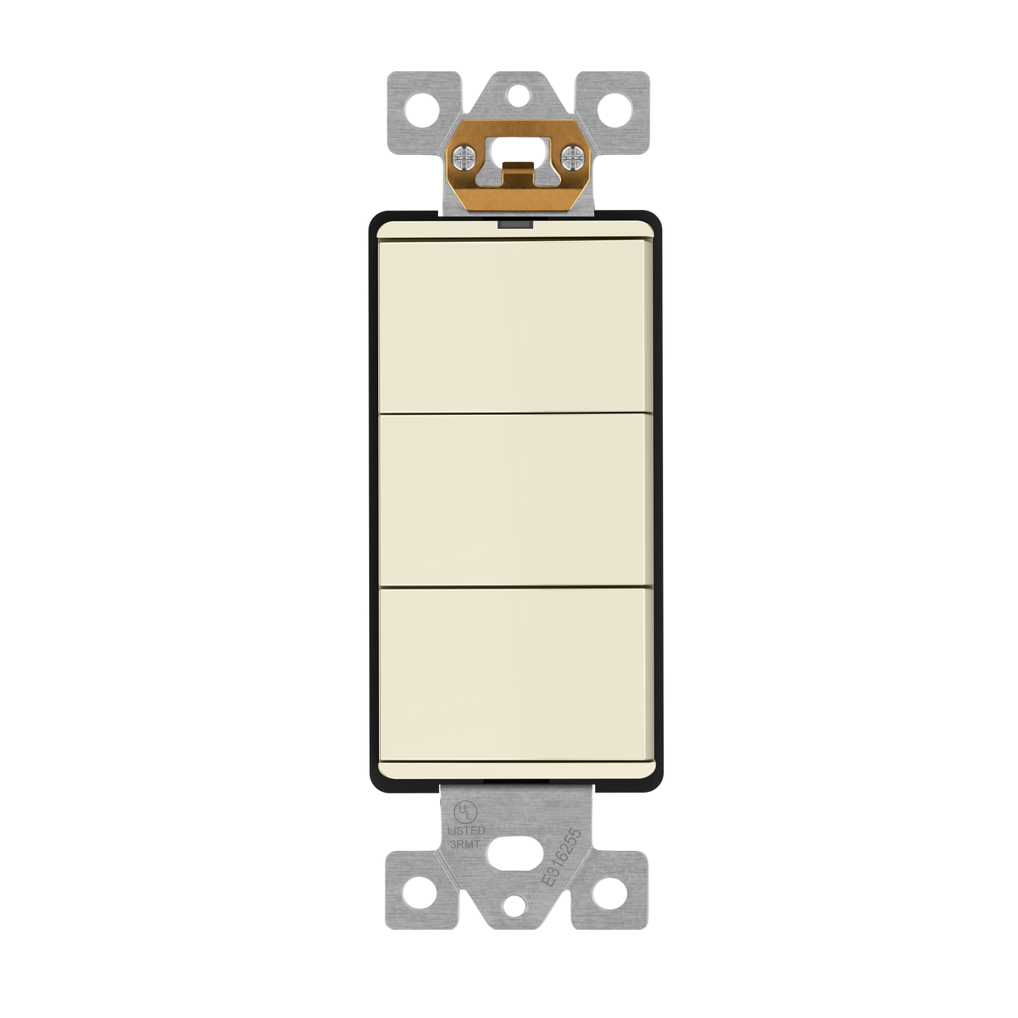 Decorator Combination 15A Triple Rocker Light Switch, Single-Pole, Built-in LED Locator