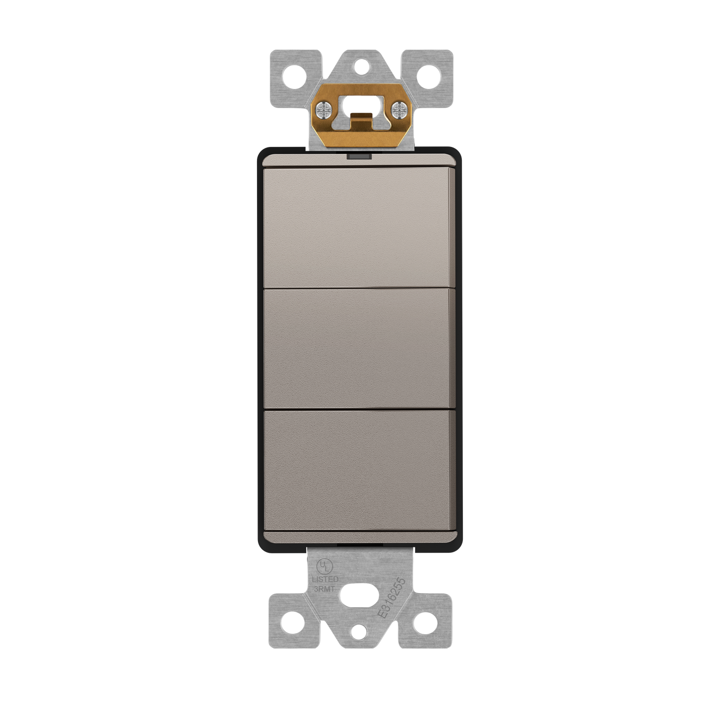 Decorator Combination 15A Triple Rocker Light Switch, Single-Pole, Built-in LED Locator