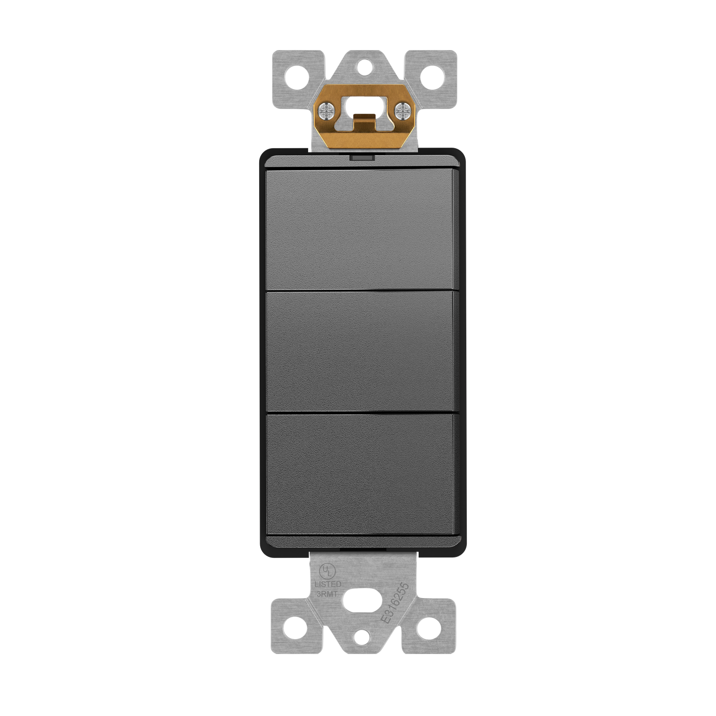 Decorator Combination 15A Triple Rocker Light Switch, Single-Pole, Built-in LED Locator