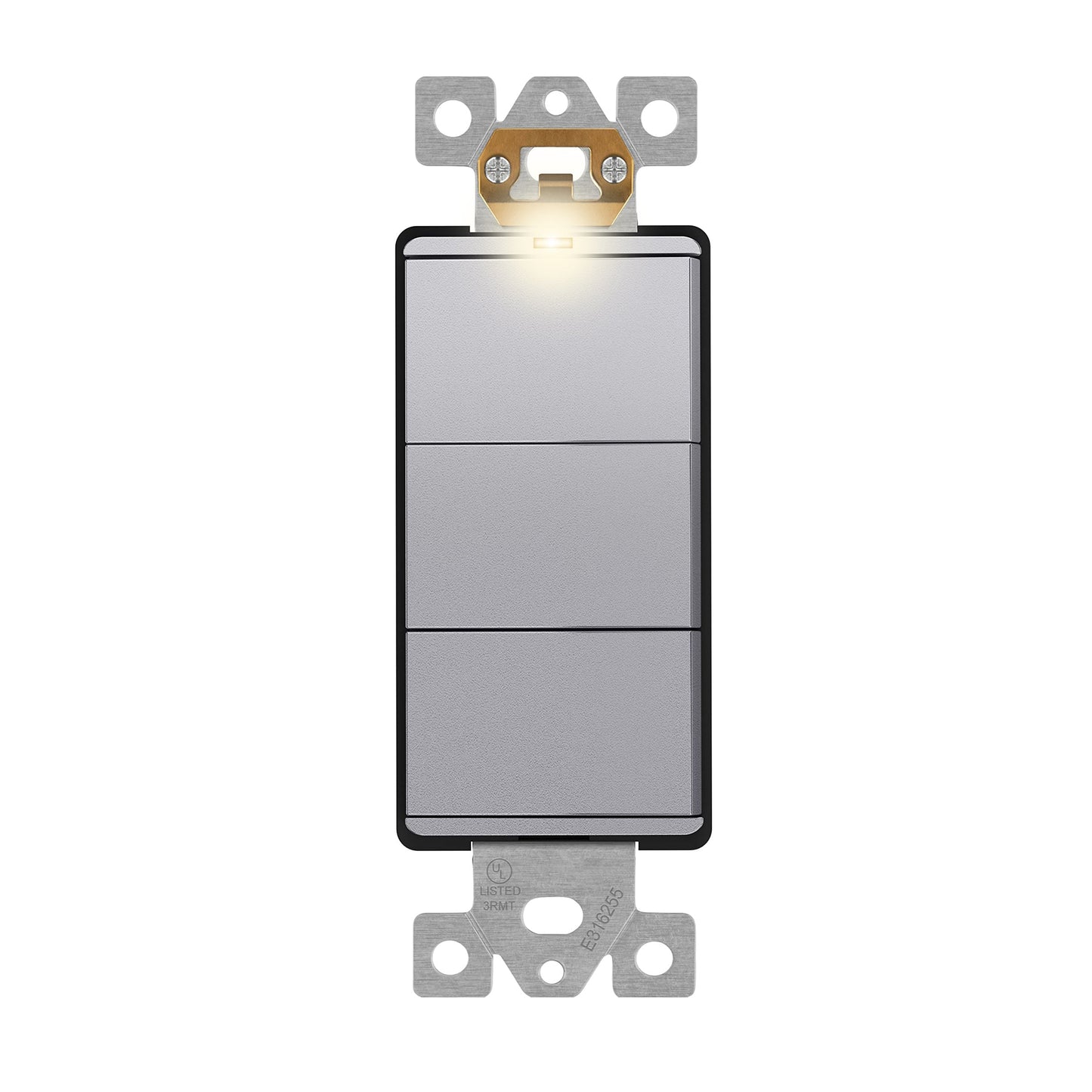 Decorator Combination 15A Triple Rocker Light Switch, Single-Pole, Built-in LED Locator