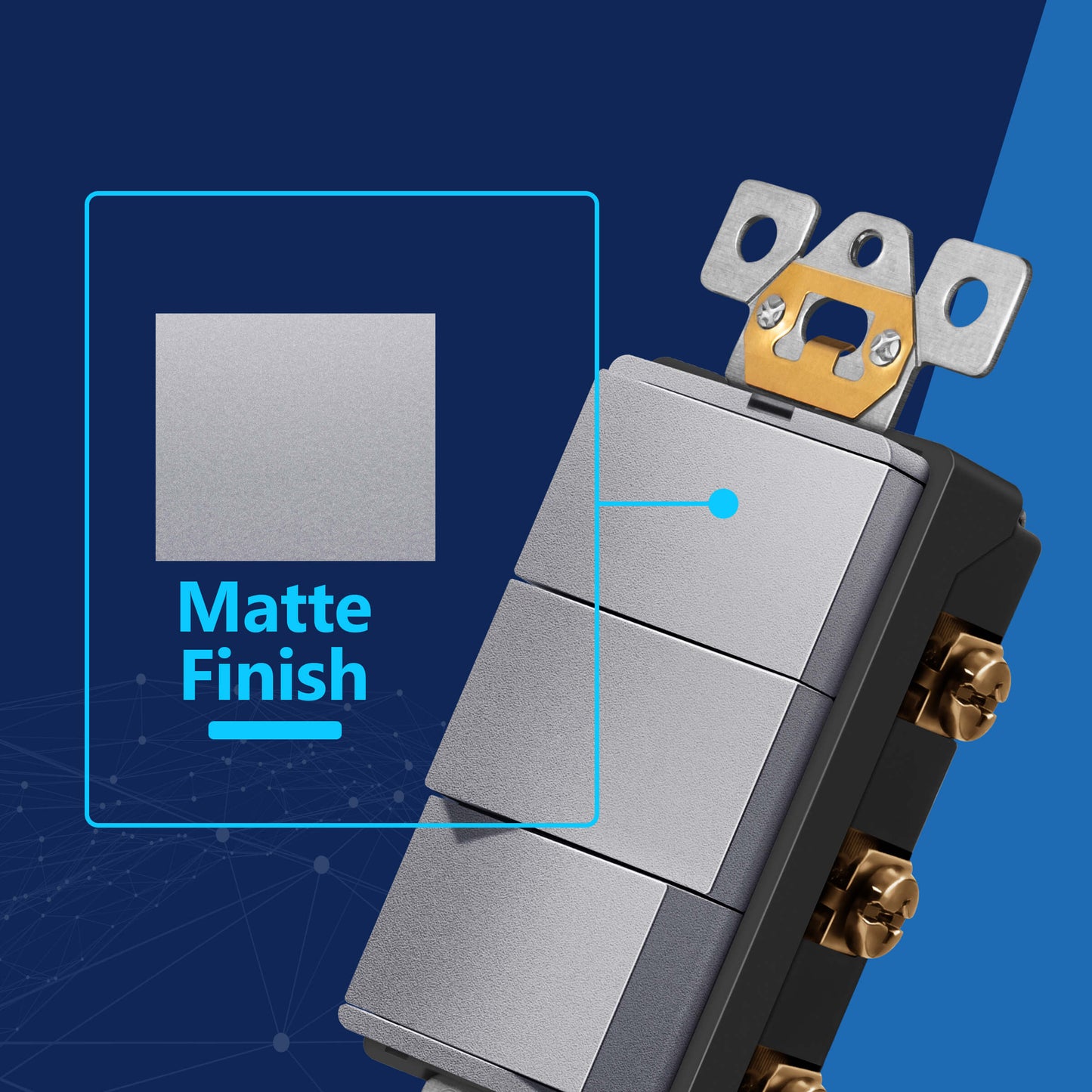 Decorator Combination 15A Triple Rocker Light Switch, Single-Pole, Built-in LED Locator