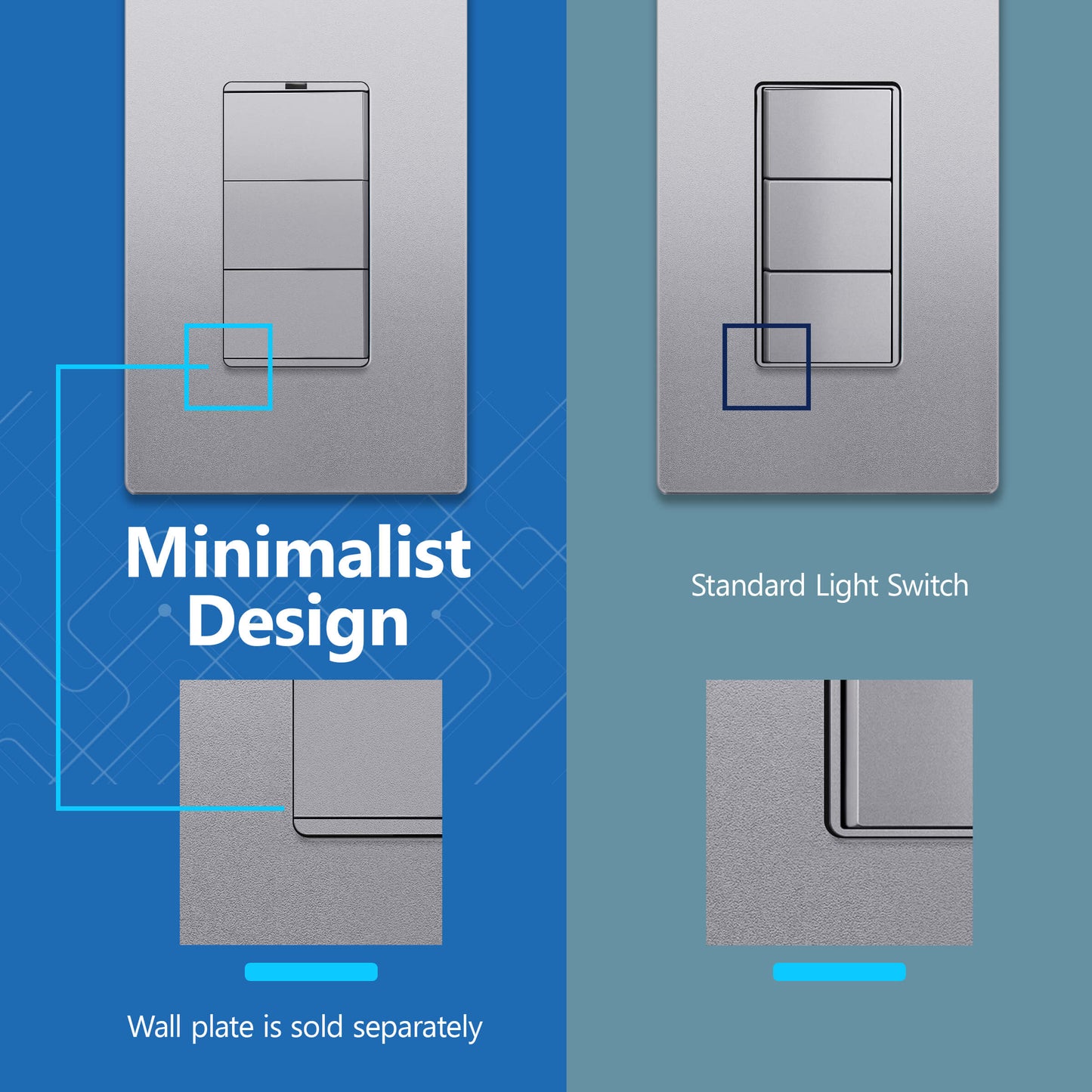 Decorator Combination 15A Triple Rocker Light Switch, Single-Pole, Built-in LED Locator