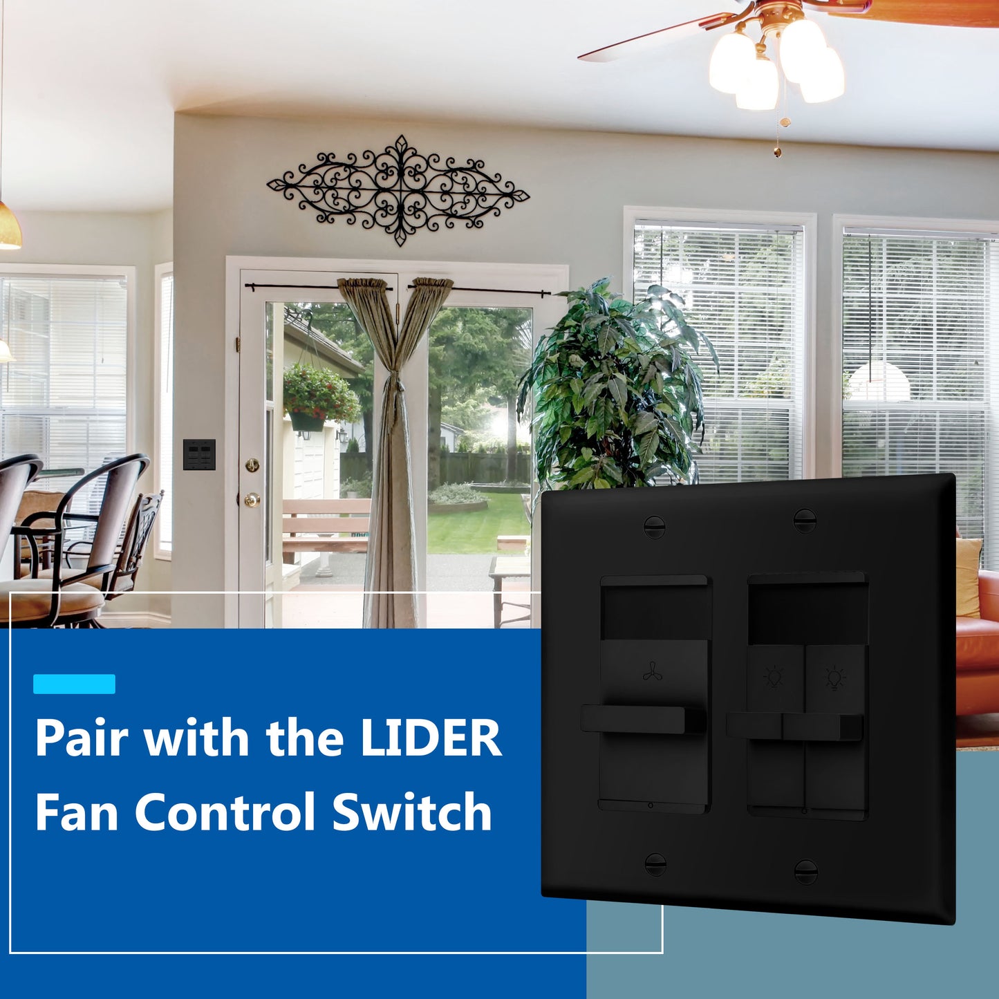 Combination Dual LED Dimmer Light Switch, Single-Pole, No Neutral Required, Wall Plate Included