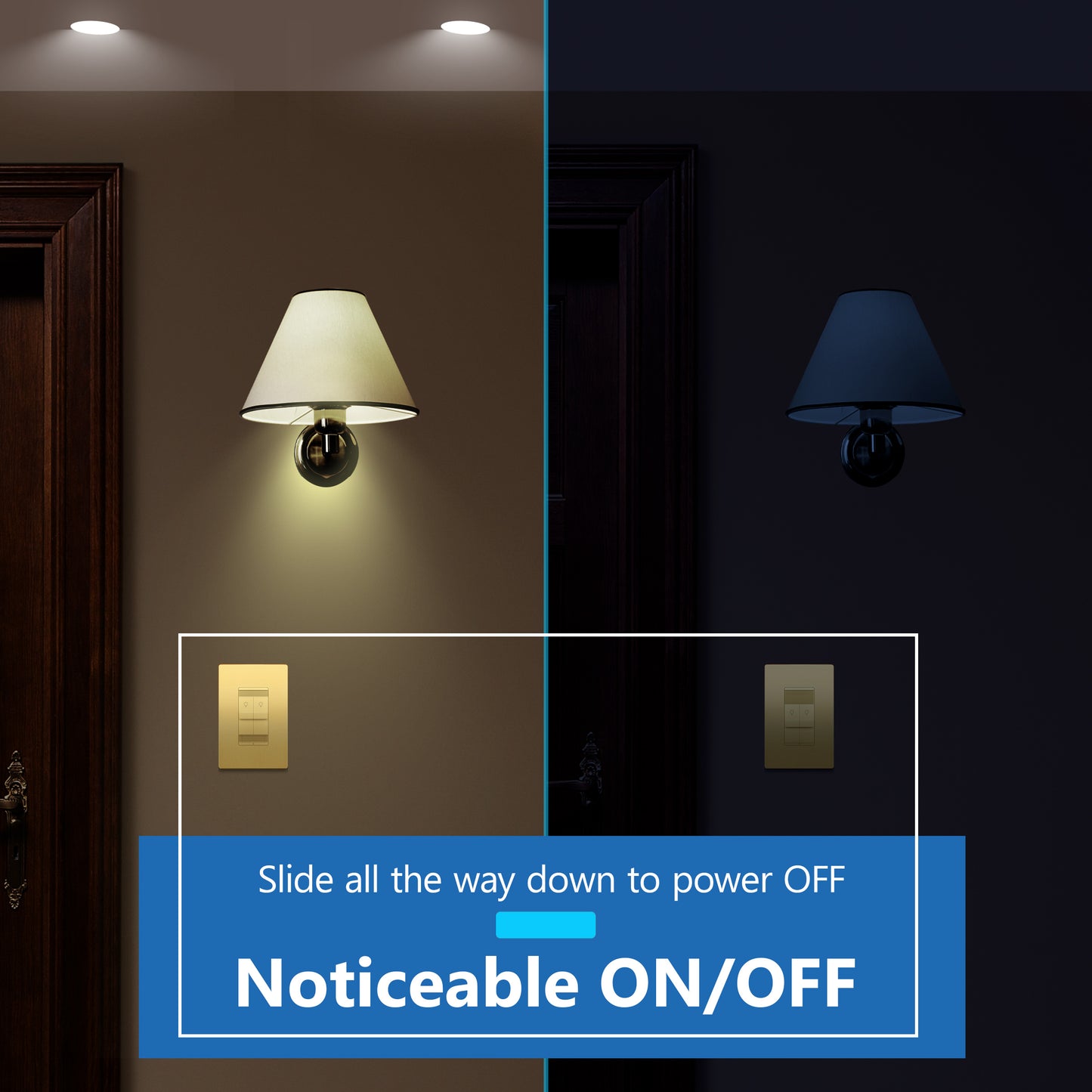 Combination Dual LED Dimmer Light Switch, Single-Pole, No Neutral Required, Wall Plate Included