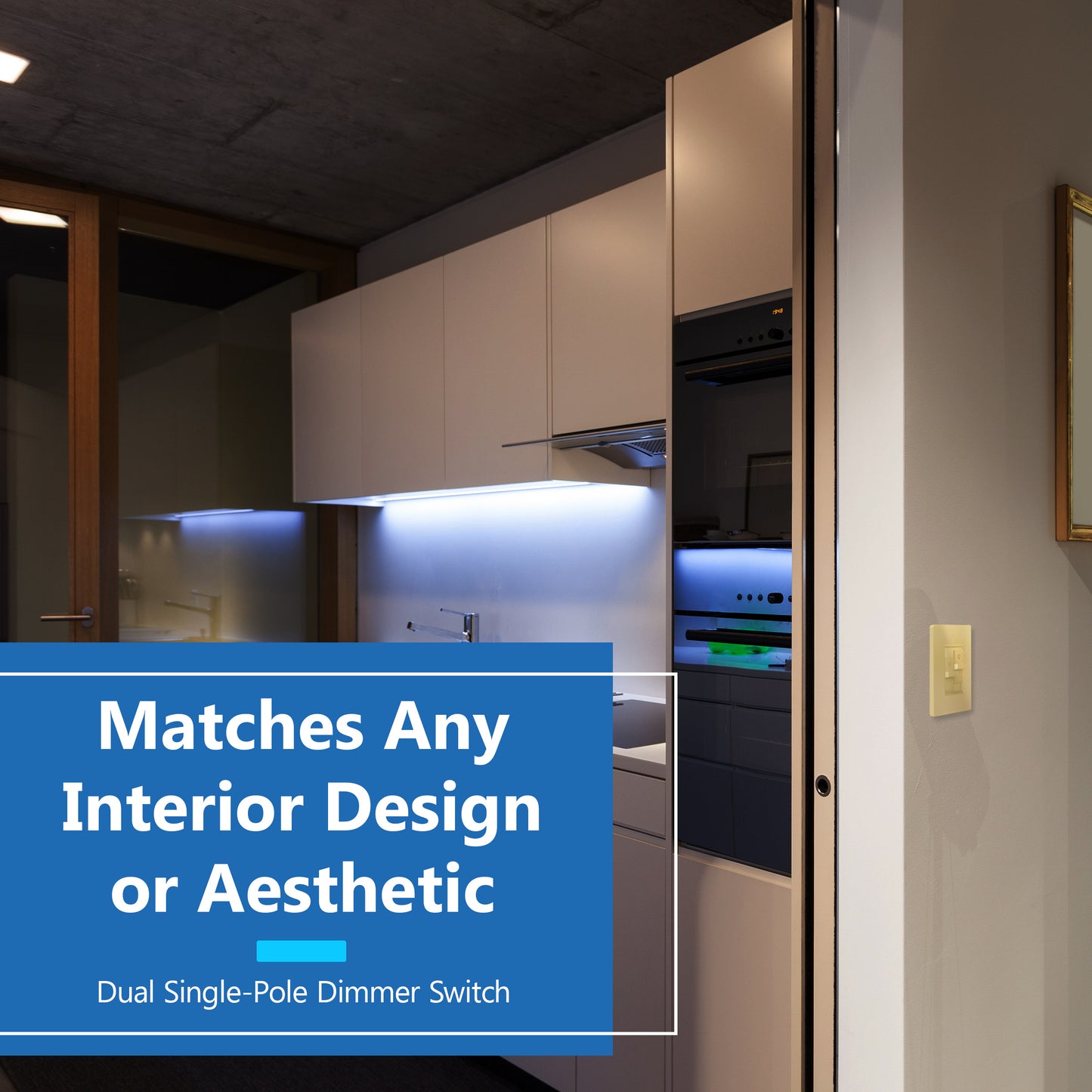 Combination Dual LED Dimmer Light Switch, Single-Pole, No Neutral Required, Wall Plate Included